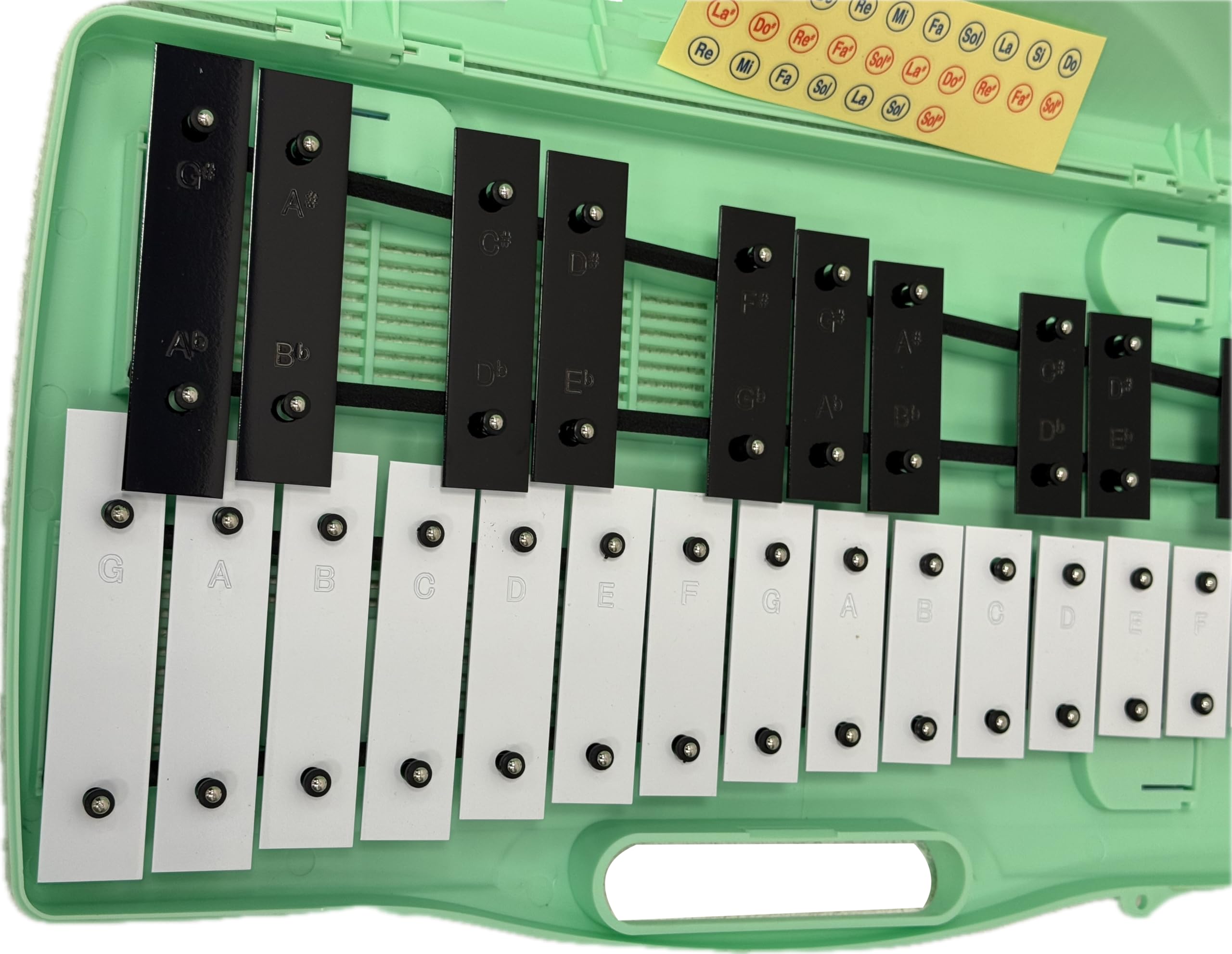 ROCKSTAR - Xilófono Glockenspiel Carrillón Metalofono Angel AG27NG Cromático, 27 Teclas Negras y Blancas con Estuche y Mazas. Para uso escolar ó domestico, Instrumento Musical Rítmico