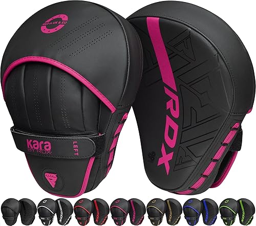 RDX Boxing Mitts Muay Thai MMA Training Paos, Maya Hide Leather Curved Boxing Pads, Kara Hook and Jab Kick Pad for Kick Boxing Sparring Martial Arts Taekwondo Karate Training