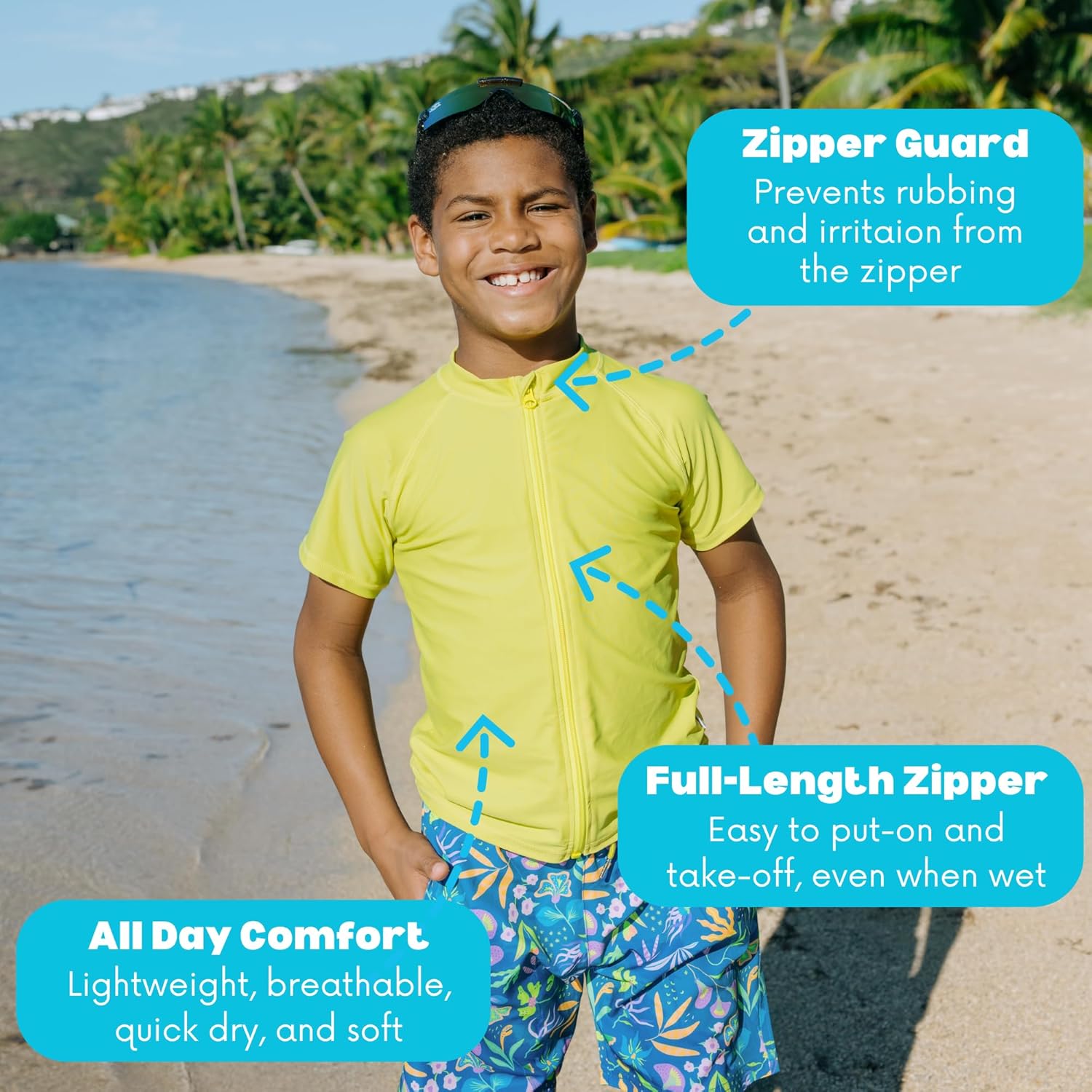 SwimZip UPF 50+ Short Sleeve Rash Guard for Boys' and Girls' - Baby, Toddler, Kids - Image 8