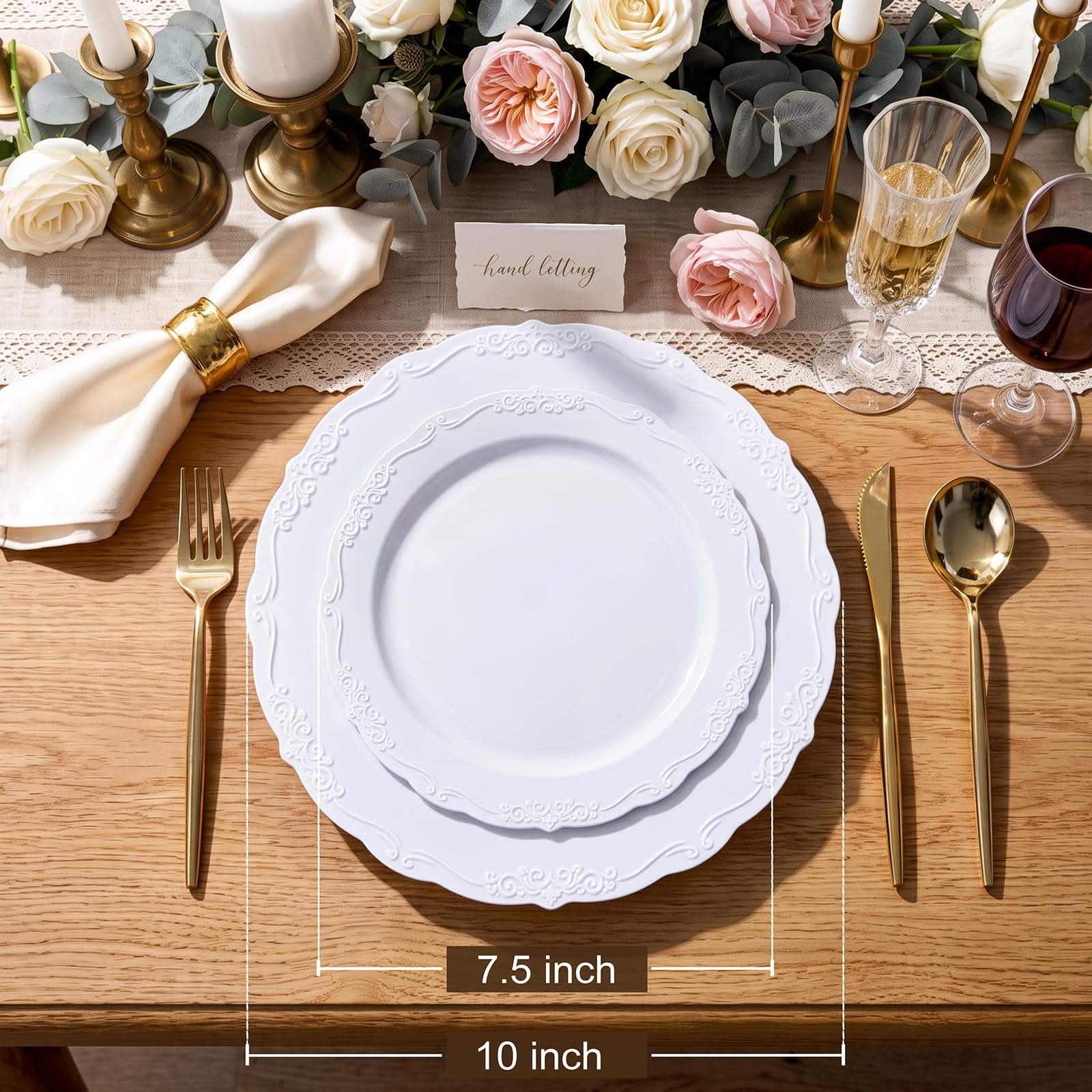 White Disposable Plates - 100 Pack for Parties -2