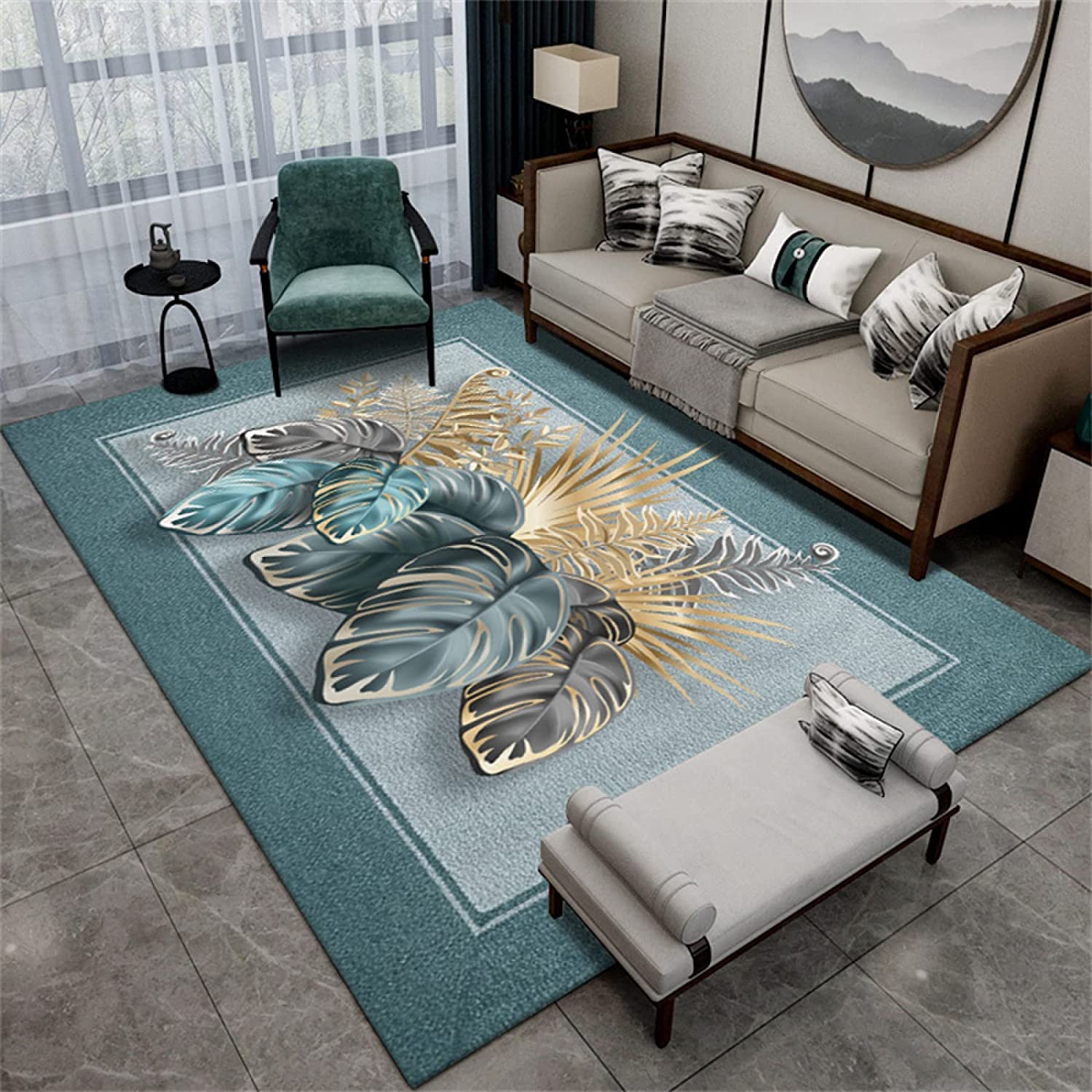 Tapis de Hall Tapis Bleu Canard Maison Salon Salle à Manger Chambre Extérieur Jardin Antidérapant Résistant à l'usure Extra Large Coussin 80X200cm
