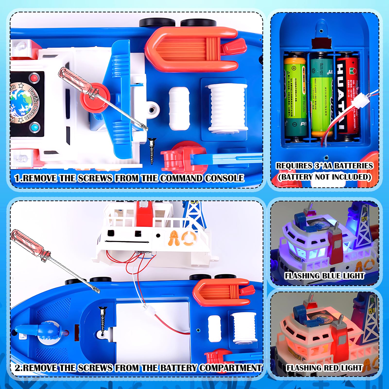 Barco de Juguete para Niños, Barco de Bomberos, Juguetes Acuáticos para Niños, Eléctrico Barco de Bomberos de Juguete con Pulverización LED Musical, Regalos Niños