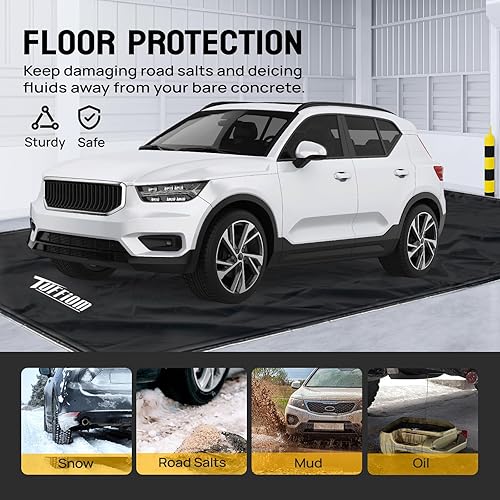 Miniatura 2 de TUFFIOM Tapete de contención de 9 x 20 pies con escobilla de escobilla de escobilla de goma para debajo del automóvil, resistente e impermeable para