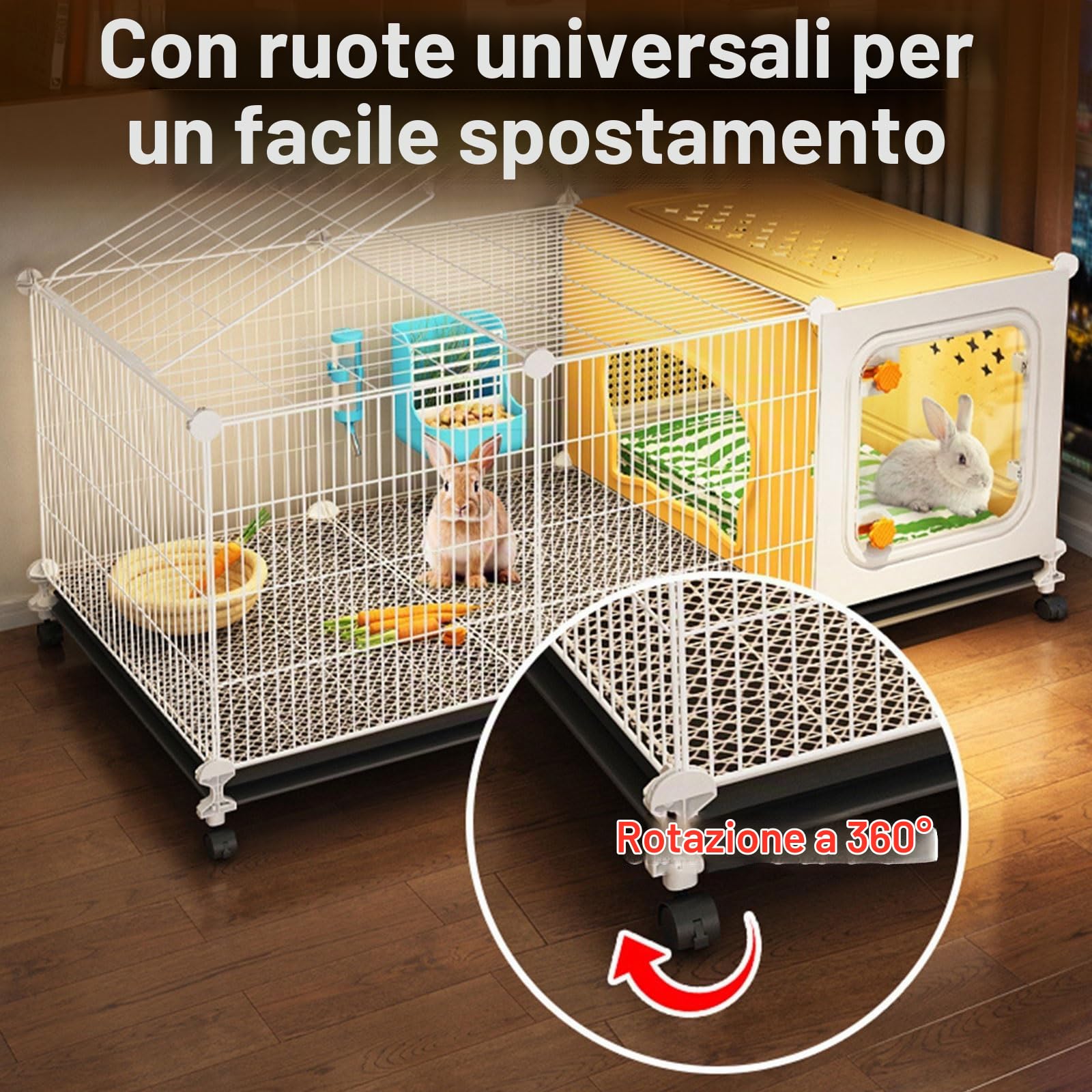 Gabbia per Conigli, Grande Gabbia per Conigli da Interno, Casa per Animali Domestici Fai da Te, Piccola Casa per Animali Staccabile