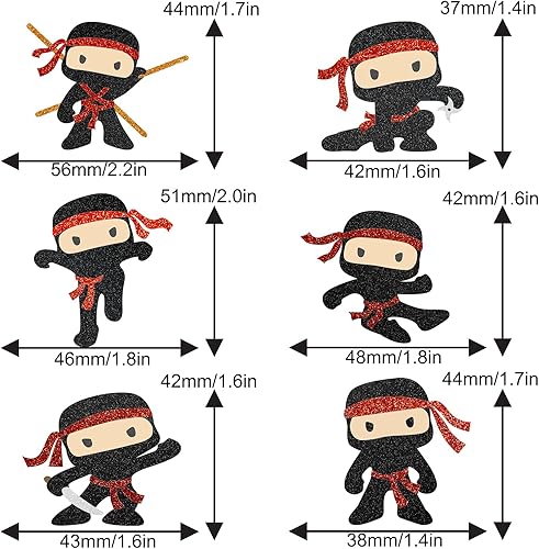 Miniatura 3 de 18 piezas de adornos para cupcakes de ninja con temática de fiesta de cumpleaños para niños y niños
