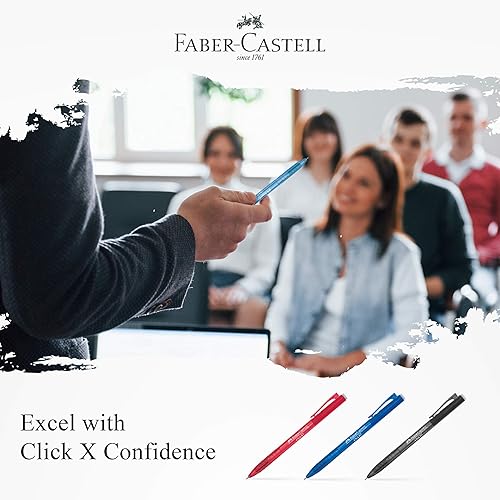 Miniatura 4 de Faber-Castell Click X - Paquete de 4 bolígrafos (0.50.028 in - negroazulrojo) - Supersuave, agarre cómodo, resistente al agua, desarrollado con