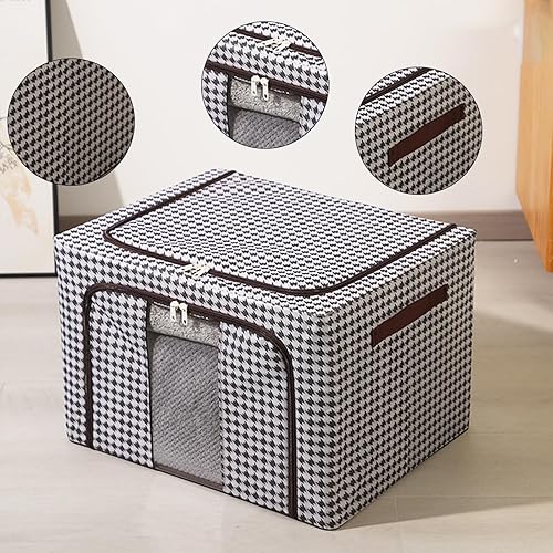 Miniatura 6 de Contenedores de almacenamiento plegables, paquete de 4 bolsas de almacenamiento para ropa, marco de acero de tela gruesa para edredones, mantas,