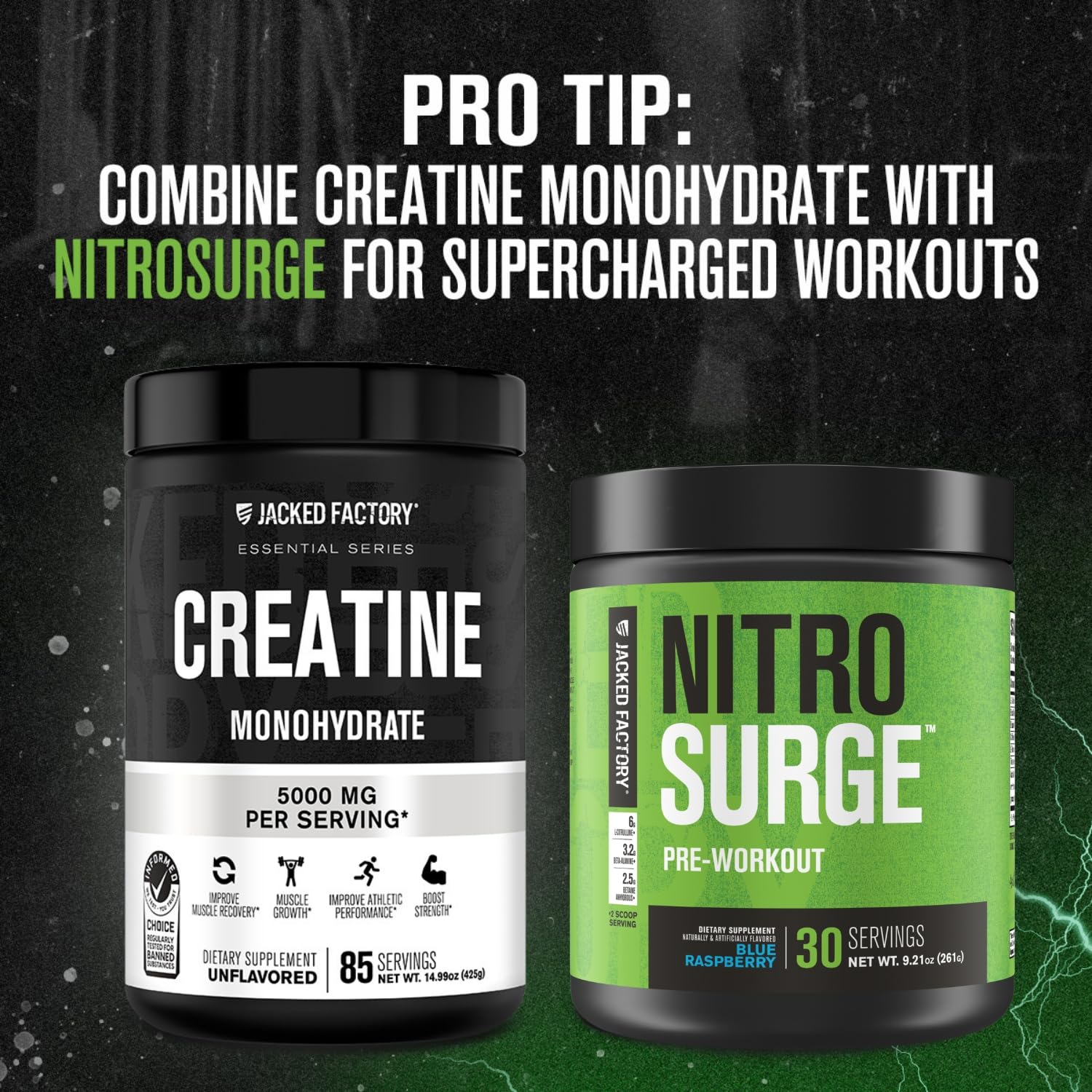 Jacked Factory Creatine Monohydrate Powder 20.4 oz (578g) - 5g Daily Micronized Creatine Monohydrate for Men and Women, Vegan-Friendly, Third-Party Tested - 85 Servings, Blue Raspberry — Amazon image 8