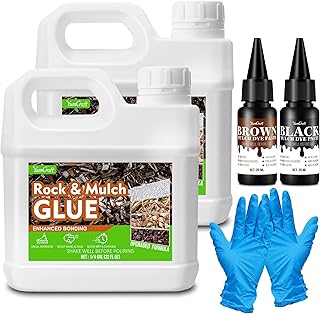 Rock Glue for Landscaping 64oz, Mulch Glue with 2-Color Dye, Weather-Resistant Long-Lasting Gravel Stabilizer & Mulch Binder for Mulch, Wood Chips, Pine Straw, Pea Gravel, Rocks, Garden, Yard & Patio
