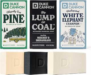 Duke Cannon Supply Co. Big Brick of Soap Bar For Men - Big Lump of Coal, Santa's Pipe Smoke, Highly Regiftable Peppermint Bark, Holiday Variety, 10 oz. (3 Pack)