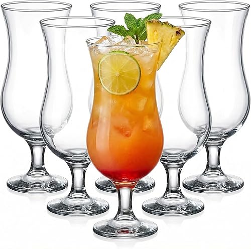 Miniatura 6 de Juego de 6 vasos grandes de huracán de 15.5 onzas líquidas, vasos de cóctel altos, mojito, margarita, sangría, vasos de piña colada, cristalería