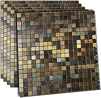 Vista 13 de XUANINY Azulejos de protección contra salpicaduras para cocina, baño, chimenea, mosaico de aluminio metálico autoadhesivo (12 x 12 pulgadas)