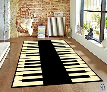 Champion Rugs Music Piano Keys Musical Studio Room Play Keyboard Time Area Rug 5 3 X 7 5