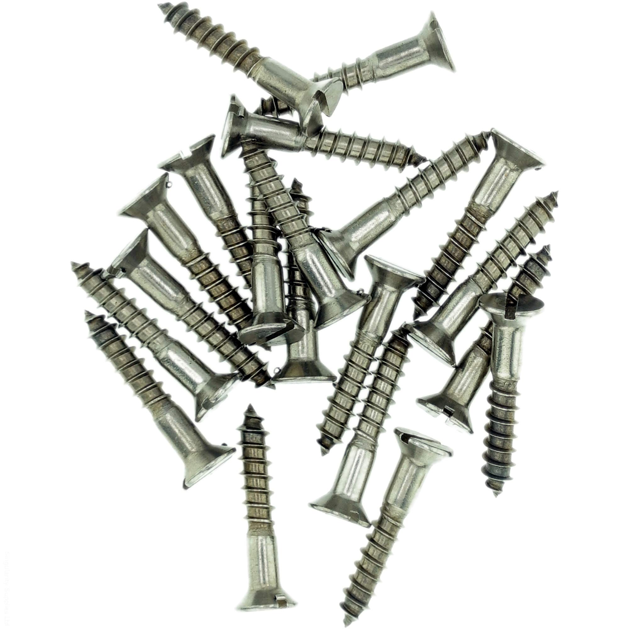 Singularity Supplies No.6 X 1.58 (3.5Mm X 40Mm) Slot Countersunk Wood Screw - Stainless Steel (A2) (Pack Of 20)