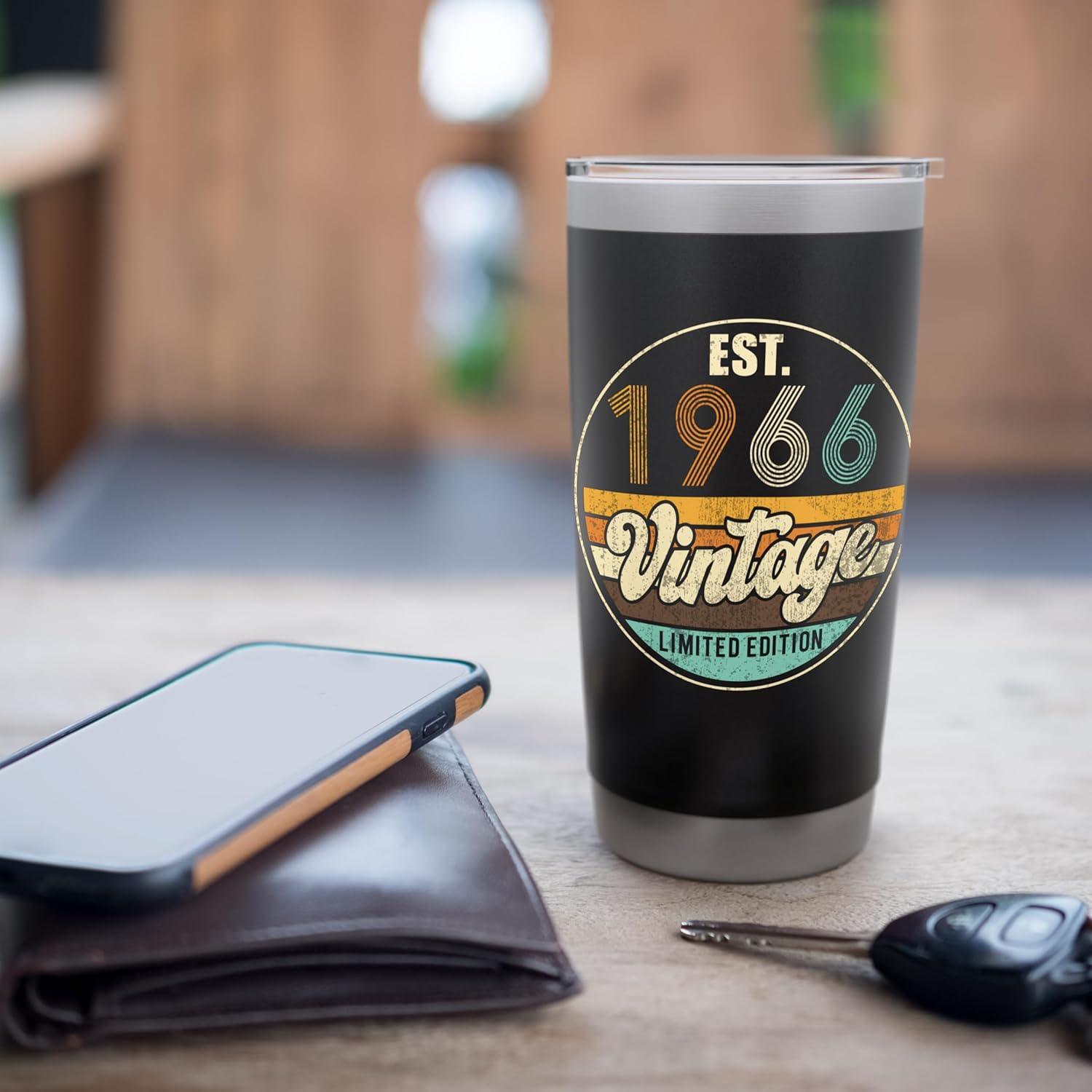 Est Vintage 1966 Funny 60th Birthday Gift 60 Years Old Retro Stainless Steel Insulated Tumbler - Image 7