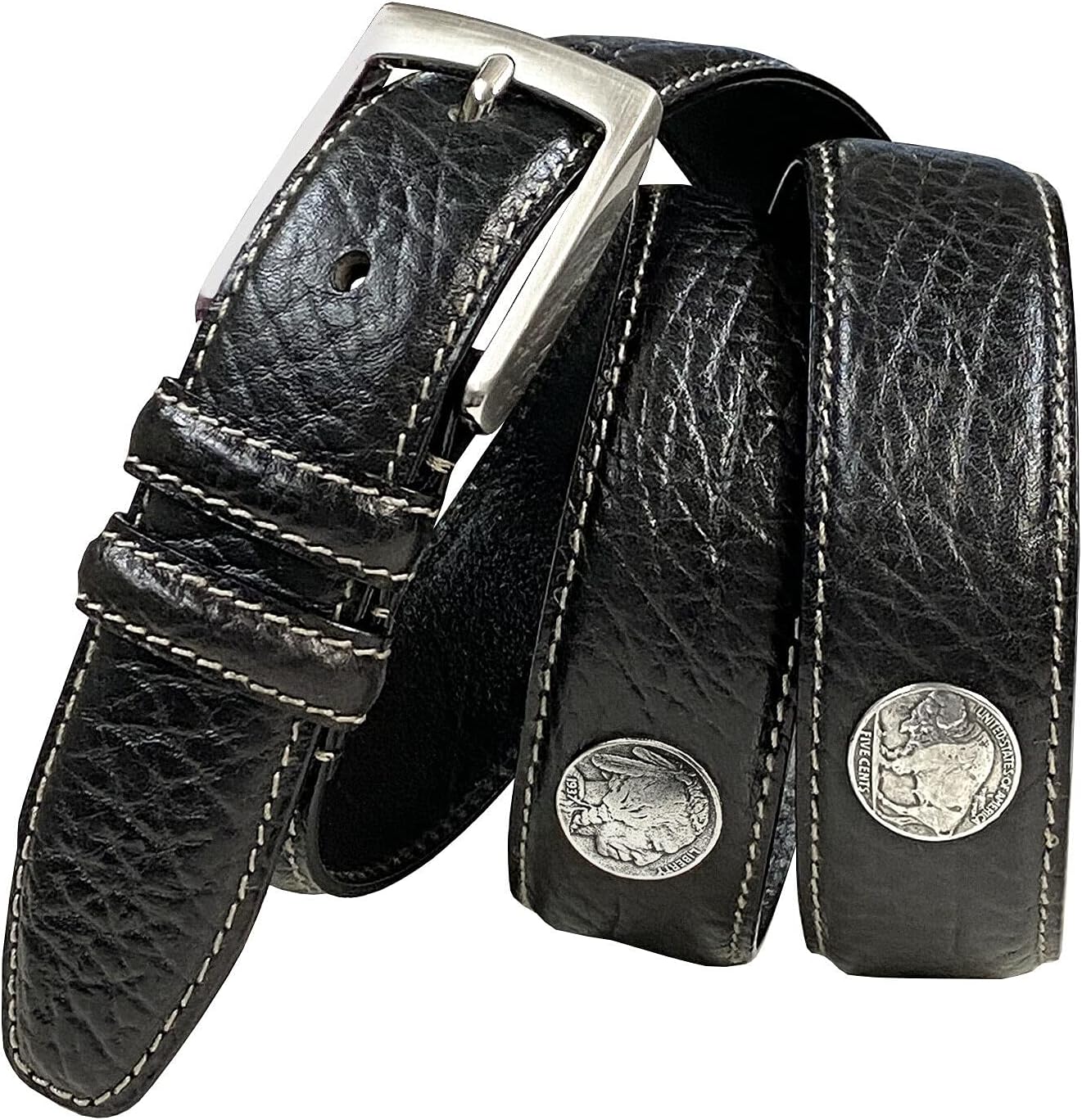 Men's Belt Genuine Leather Casual Dress Belt, Assembled in the U.S - Multi-Style Options