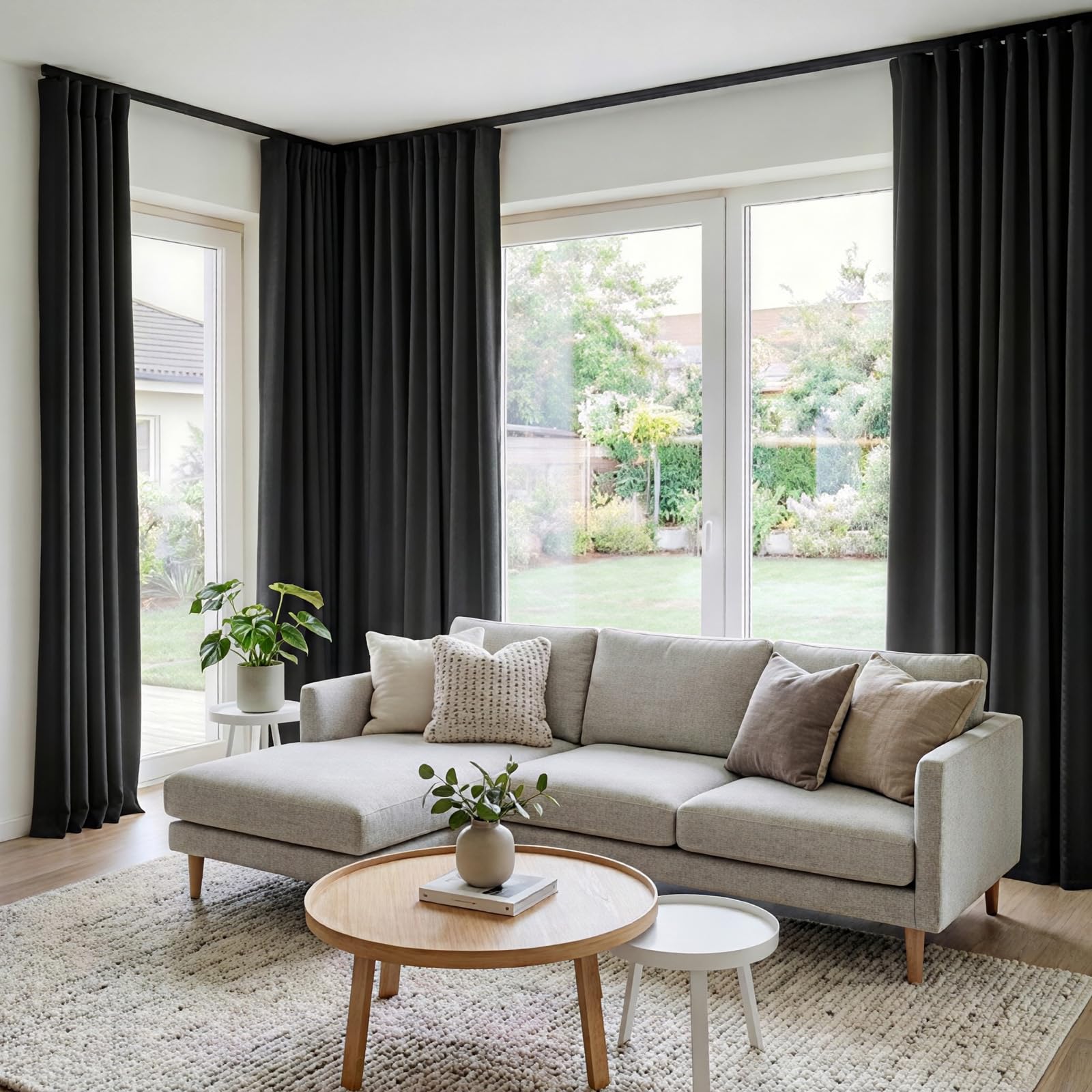 hoeflife Cortinas divisoras de habitación, Cortinas Opacas para Techo con Gancho, Cortinas de Suelo a Prueba de Sonido, Montaje en Techo, rieles divisores de Pared para separación de
