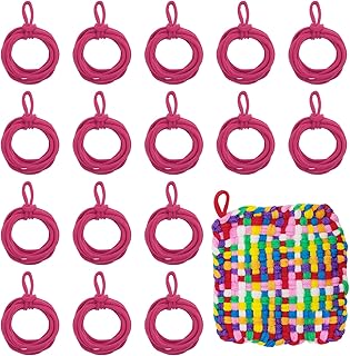 sourcing map 100 bucles de recambio para telar de agarradera, kit de repuesto para tejer, suministros en colores arcoíris para niñas, principiantes, manualidades, telar de tejido de 7 pulgadas, rojo