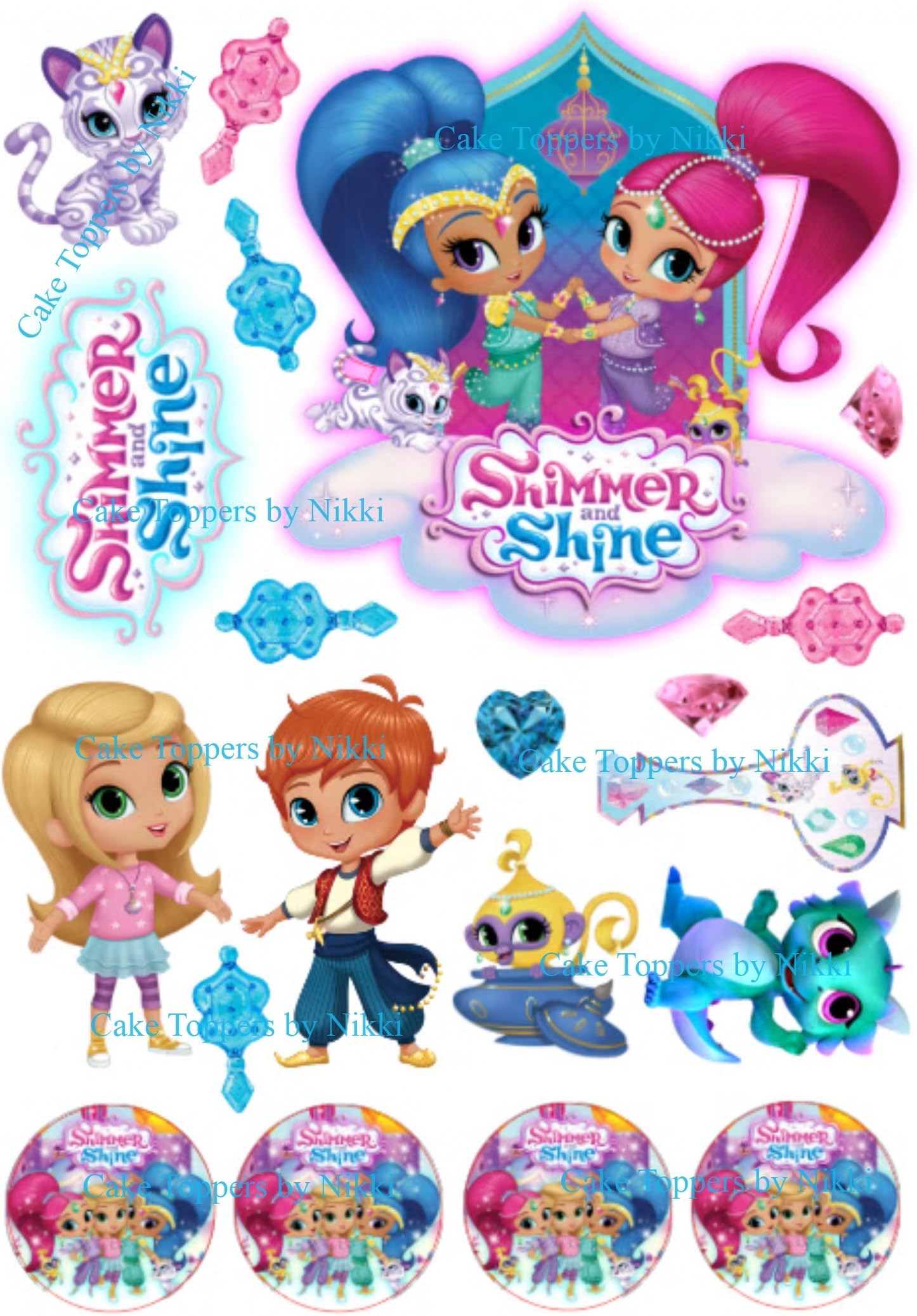 PRECUT EDIBLE SHIMMER AND SHINE 20PC SET ICING CAKE TOPPER EASY PEEL