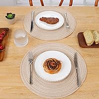 Vista 9 de SHACOS Juego de 6 manteles individuales redondos trenzados de 15 pulgadas antideslizantes resistentes al calor de algodón y poliéster, alfombrillas