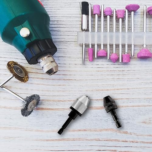 Miniatura 4 de Honoson Keyless Drill Chuck Bit 1/4 Inch Hex Shank Keyless Drill Chuck Fast Change Converter Extension Screwdriver Adapter in 0.3-6.5 Mm, 0.3-3.6 mm