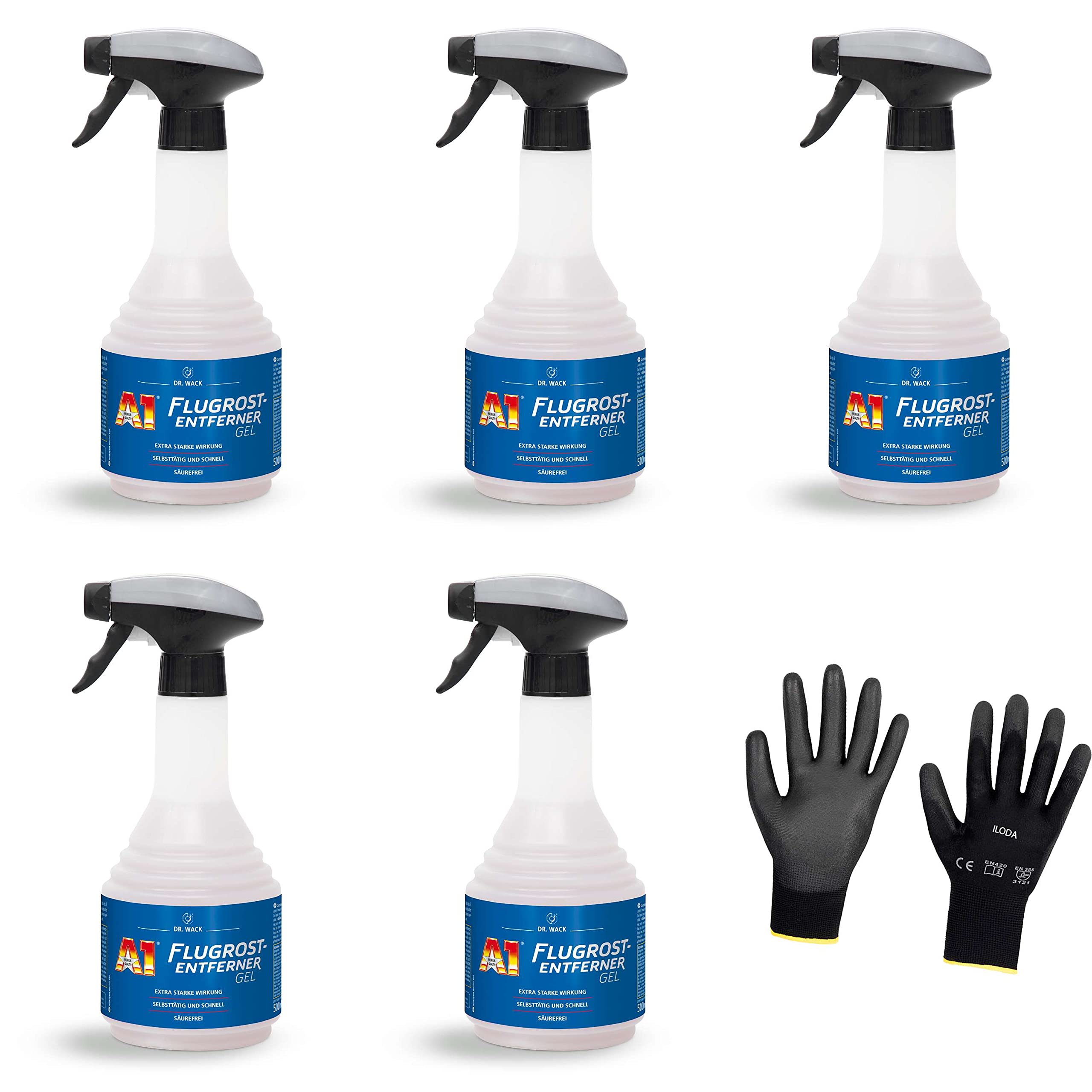 Schutzhandschuhe + 5xDr.Wack A1 500ml Flugrost-Entferner Gel