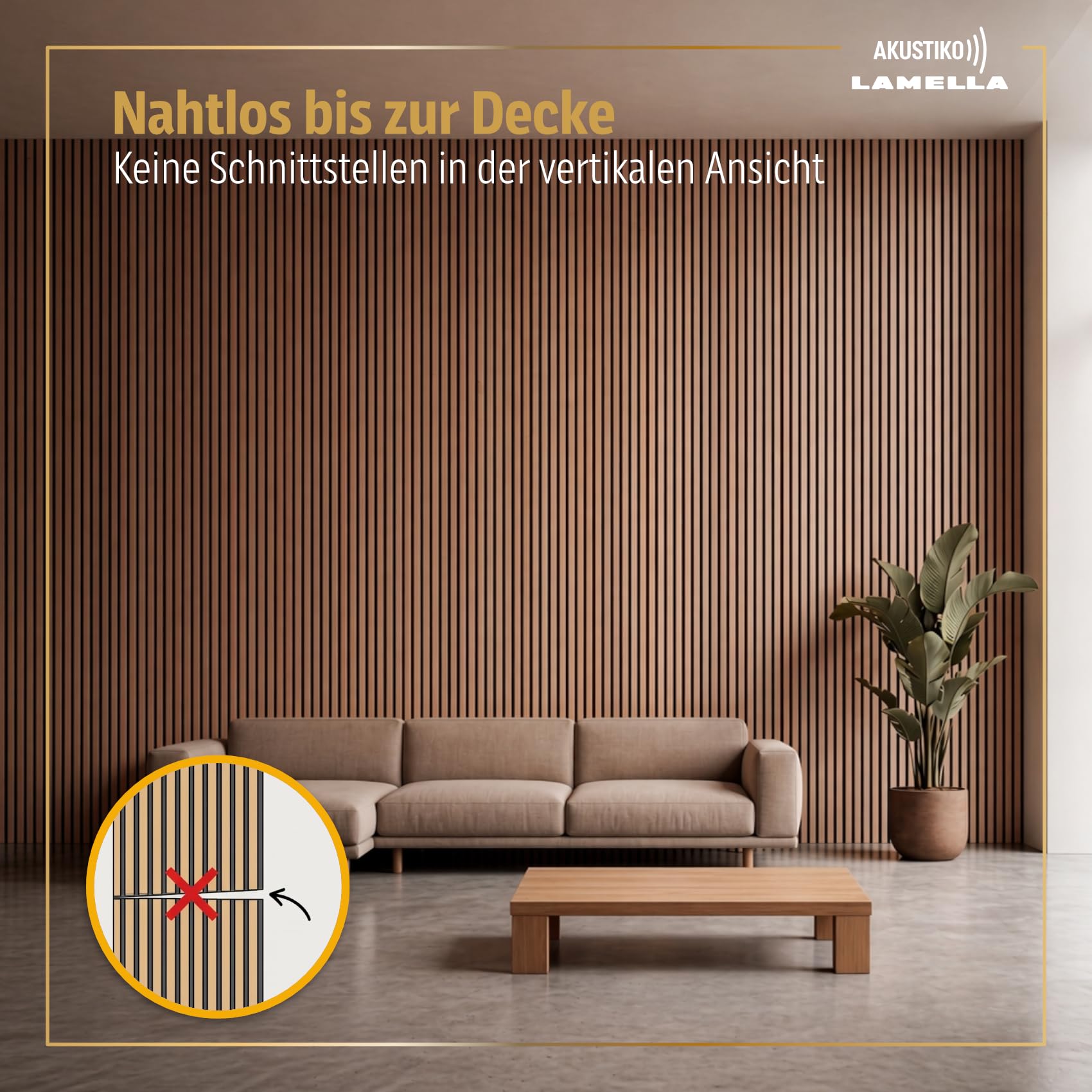 Akustiko Lamella Akustikpaneele 2 Stück 280x60cm - flexible Filz MDF Wandpaneele fugenlos - überlappende Holz Lamellenwand, Holzlamellen dünn - Akustik Wandverkleidung (3.36m² Natural Teak)