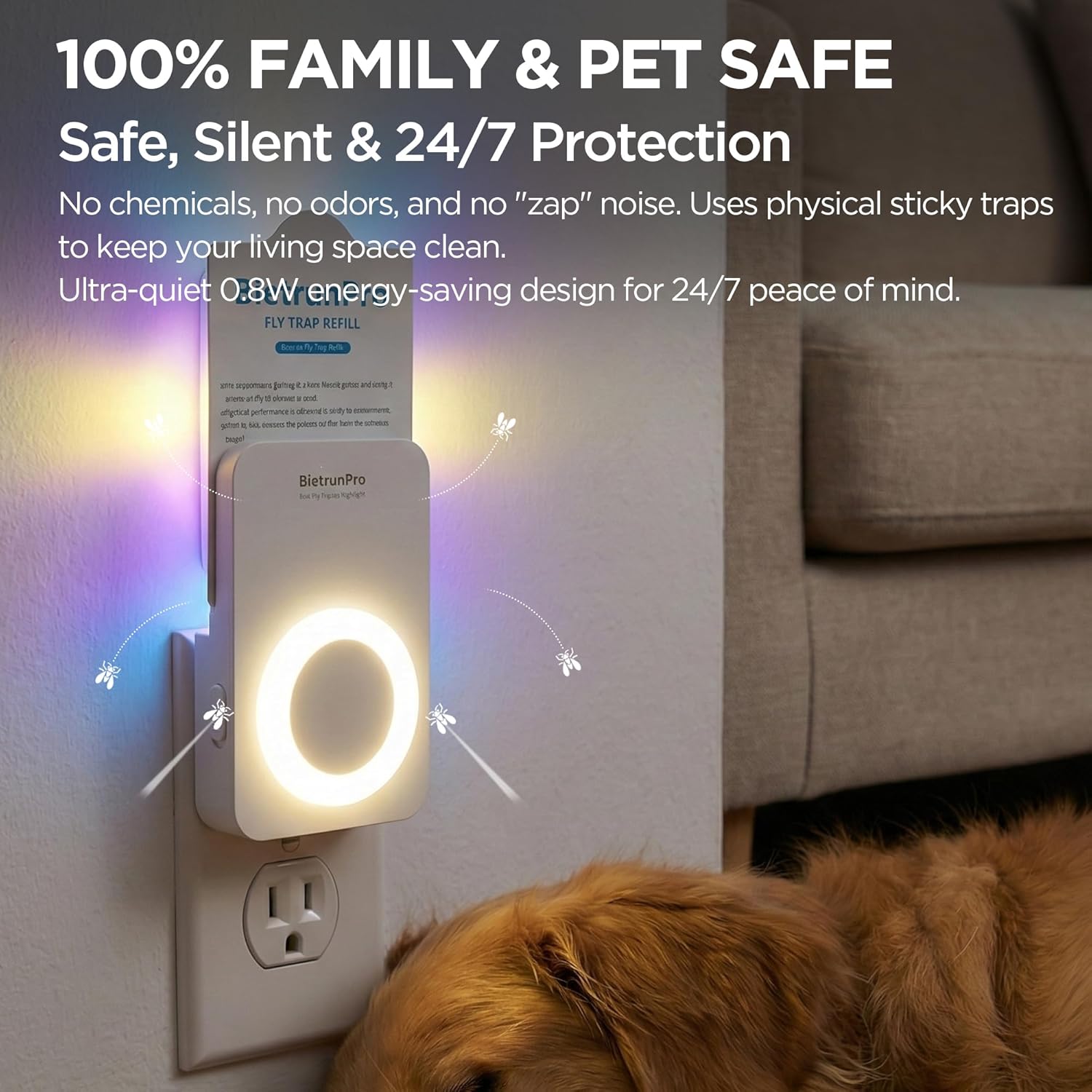 2 Flying Insect Traps+10 Refill Cartridges, 2026 2nd Gen, UV/Blue/Yellow Light Plug in Fly Trap & Indoor Bug Catcher for Gnats, No-Mess Bug Zapper, House & Fruit Flies, 7 * 24hrs Pest Control