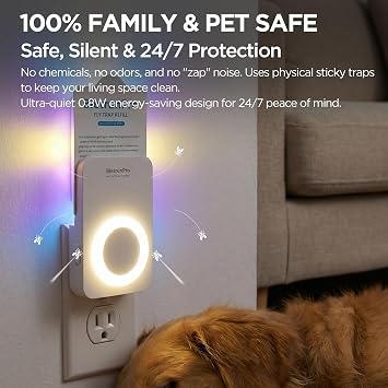 2 Flying Insect Traps+10 Refill Cartridges, 2026 2nd Gen, UV/Blue/Yellow Light Plug in Fly Trap & Indoor Bug Catcher for Gnats, No-Mess Bug Zapper, House & Fruit Flies, 7 * 24hrs Pest Control