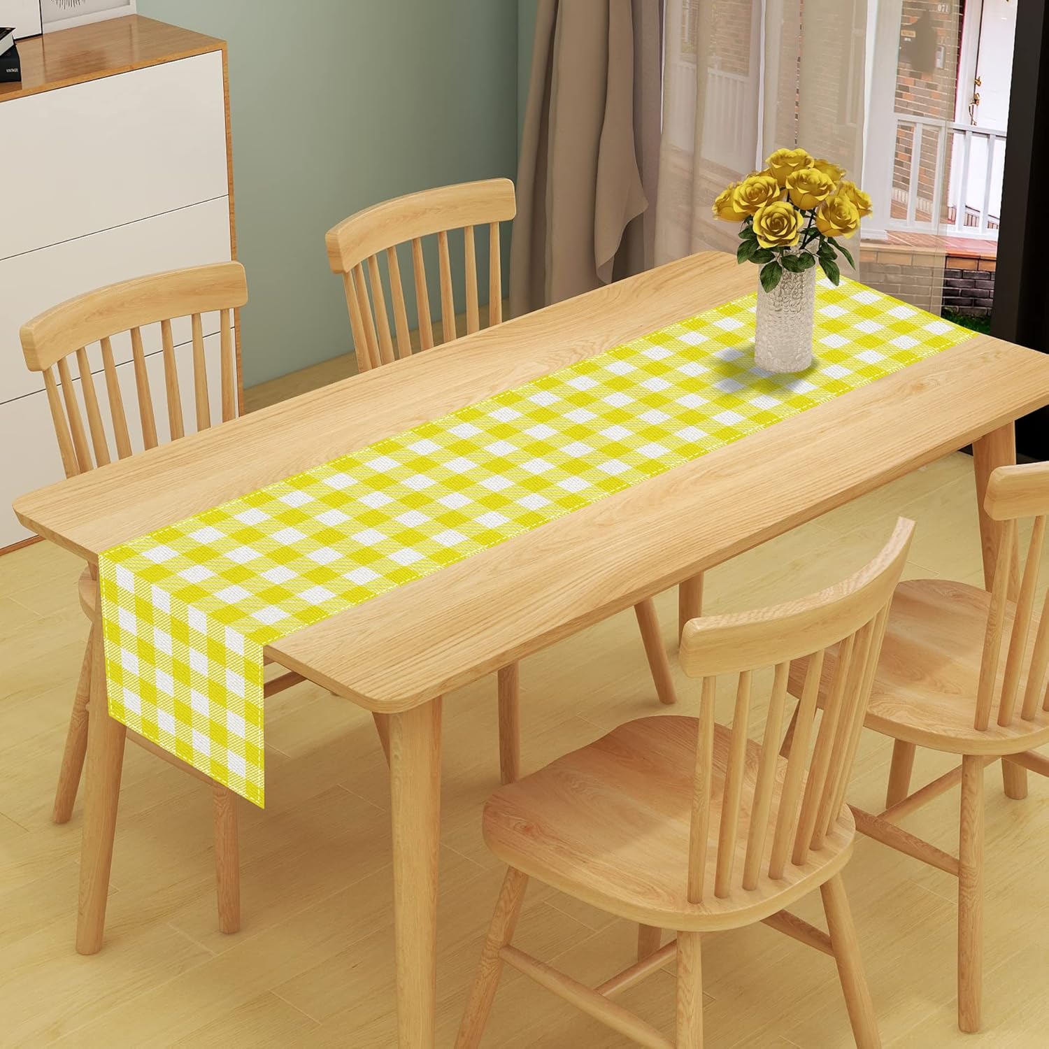 Linen Orange and White Buffalo Check Plaid Table Runner Farmhouse Fall Autumn Halloween Thanksgiving Friendsgiving Table Decorations 13x72 Inch (Orange and White) : Home & Kitchen