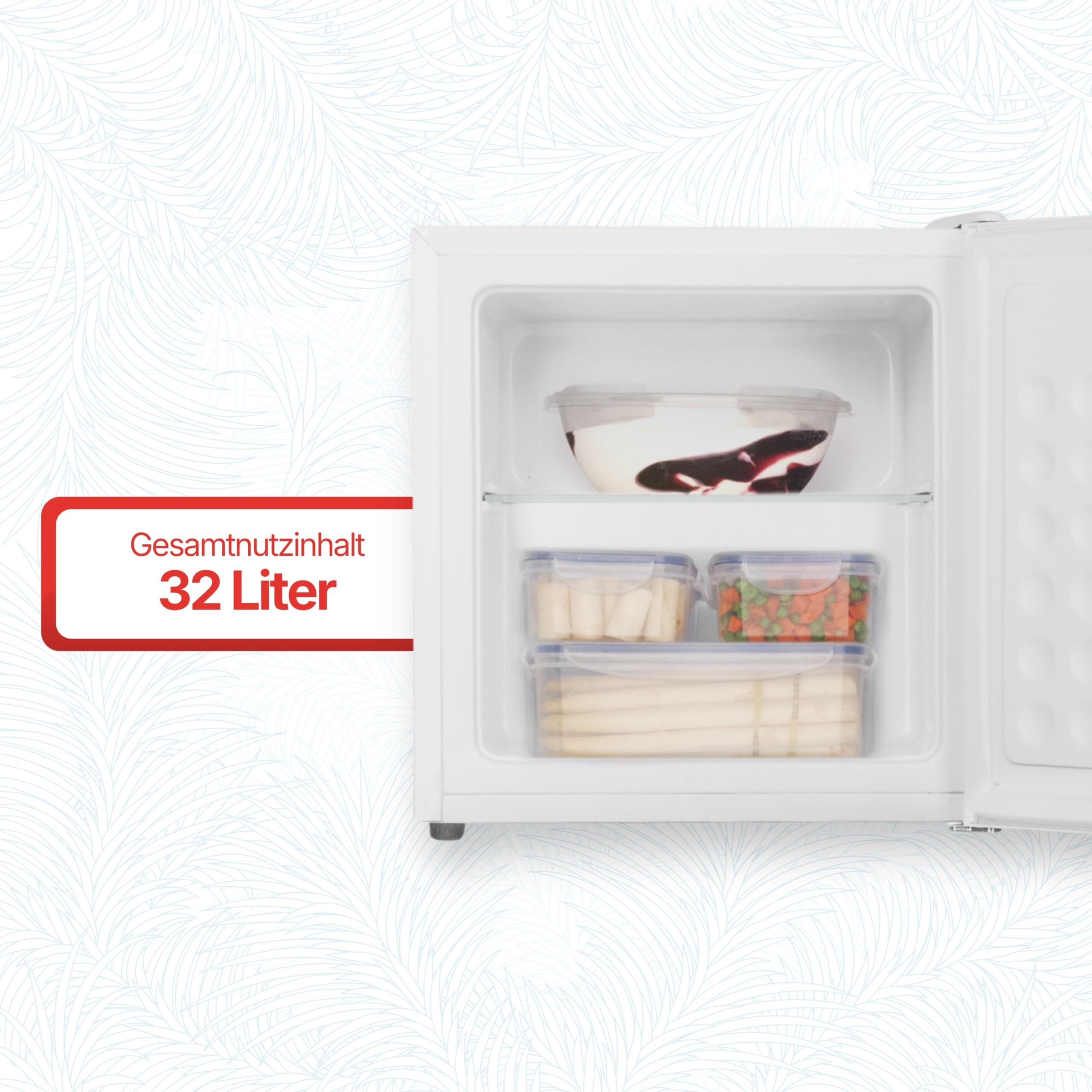 Amica Mini Gefrierschrank freistehend 50x48x44,5 cm 32L 4‑Sterne‑Gefrierfach mit Eiswürfelbehälter Freezer AGB 3010 W - Weiß