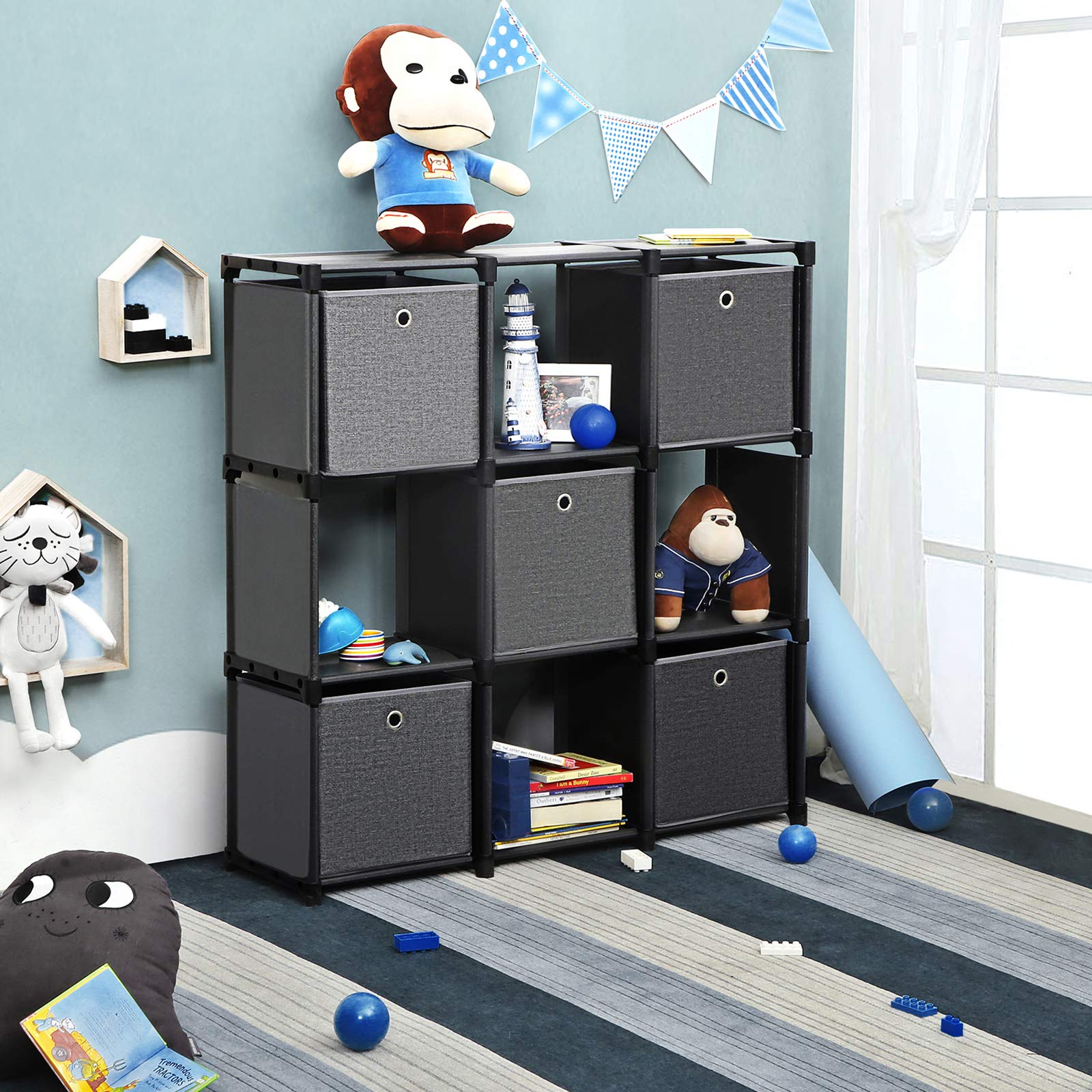 Buy SONGMICS Cube Storage, 9Cube Bookcase, Ladder Storage Unit with 5