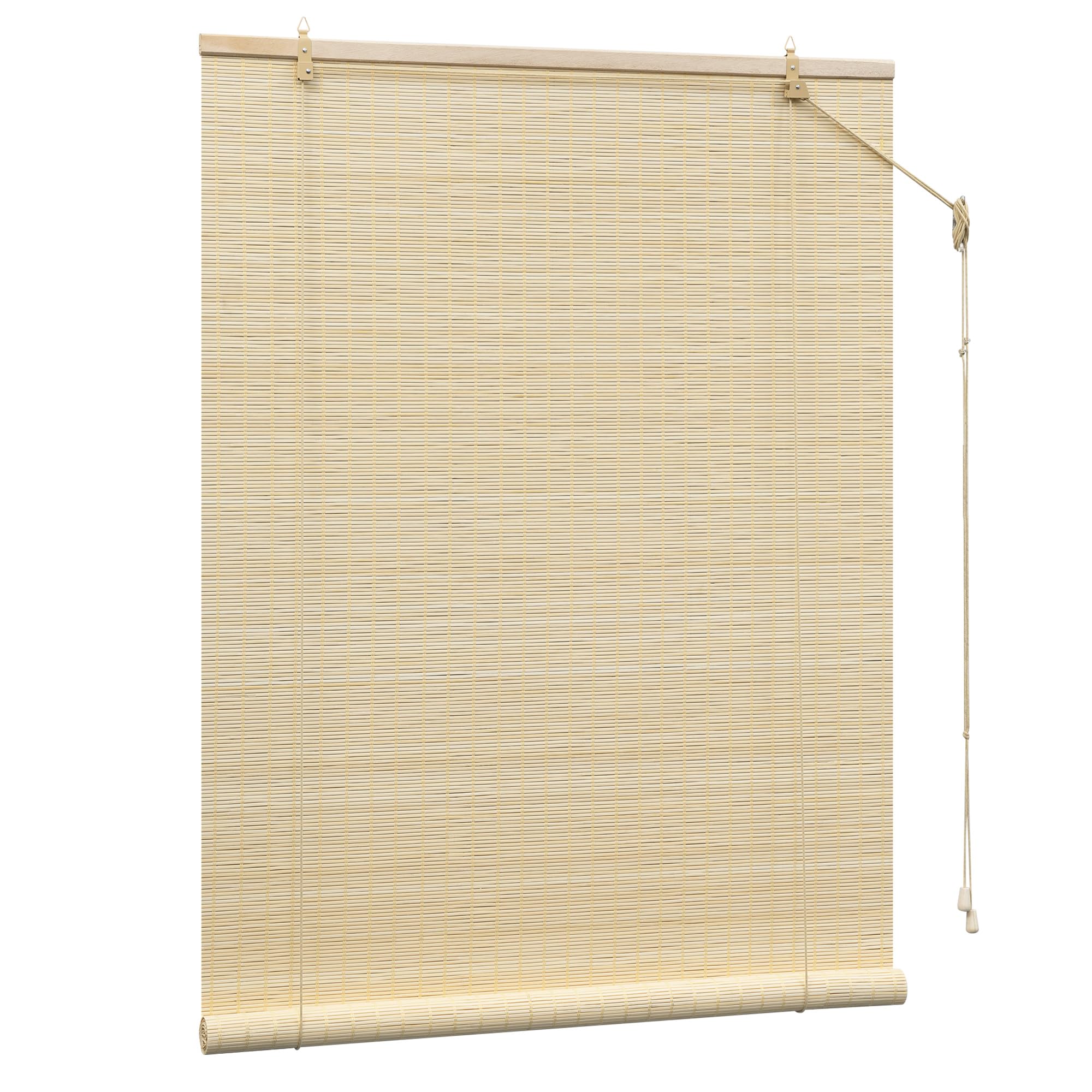 WOLTU Tenda a Rullo in Bambù, Protezione Solare, Protezione della Privacy, Oscurante da Interno a Rullo per Finestra/Porta, Tenda di Ventilazione, Naturale, 100x220 cm
