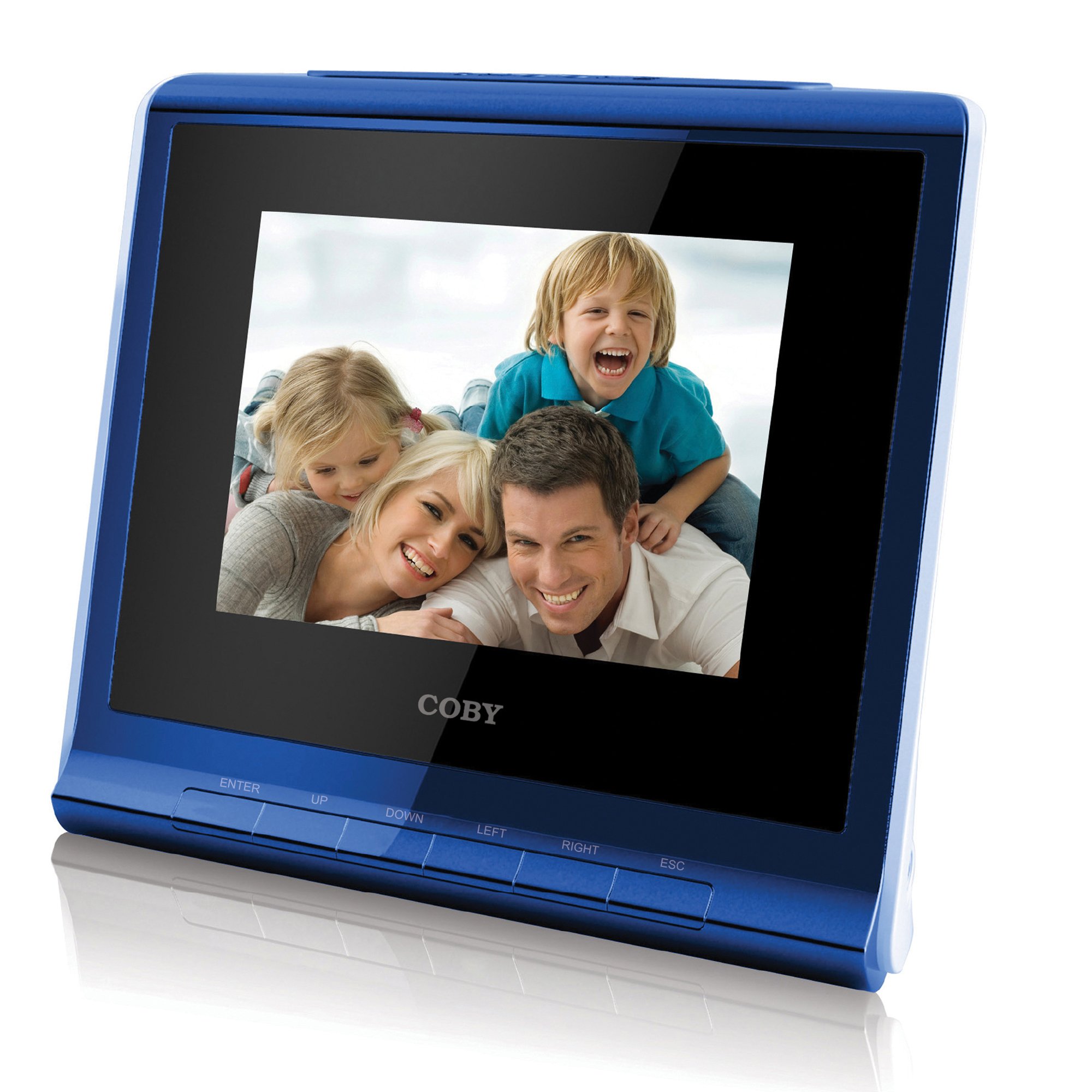 Coby DP356BLU 3.5-Inch Digital Photo Frame with Alarm Clock, Blue
