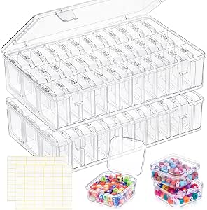Bead Organizer Box 72 Pcs Small Clear Plastic Containers for Craft Jewelry