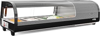 KoolMore KM-SR46-BK Glass Sushi Display Case Refrigerator ETL Listed with Stainless Steel Trays, Countertop Storage with Rear Access, Temperature Control, and LED Lighting in Black, 46 in. (4 Pan)