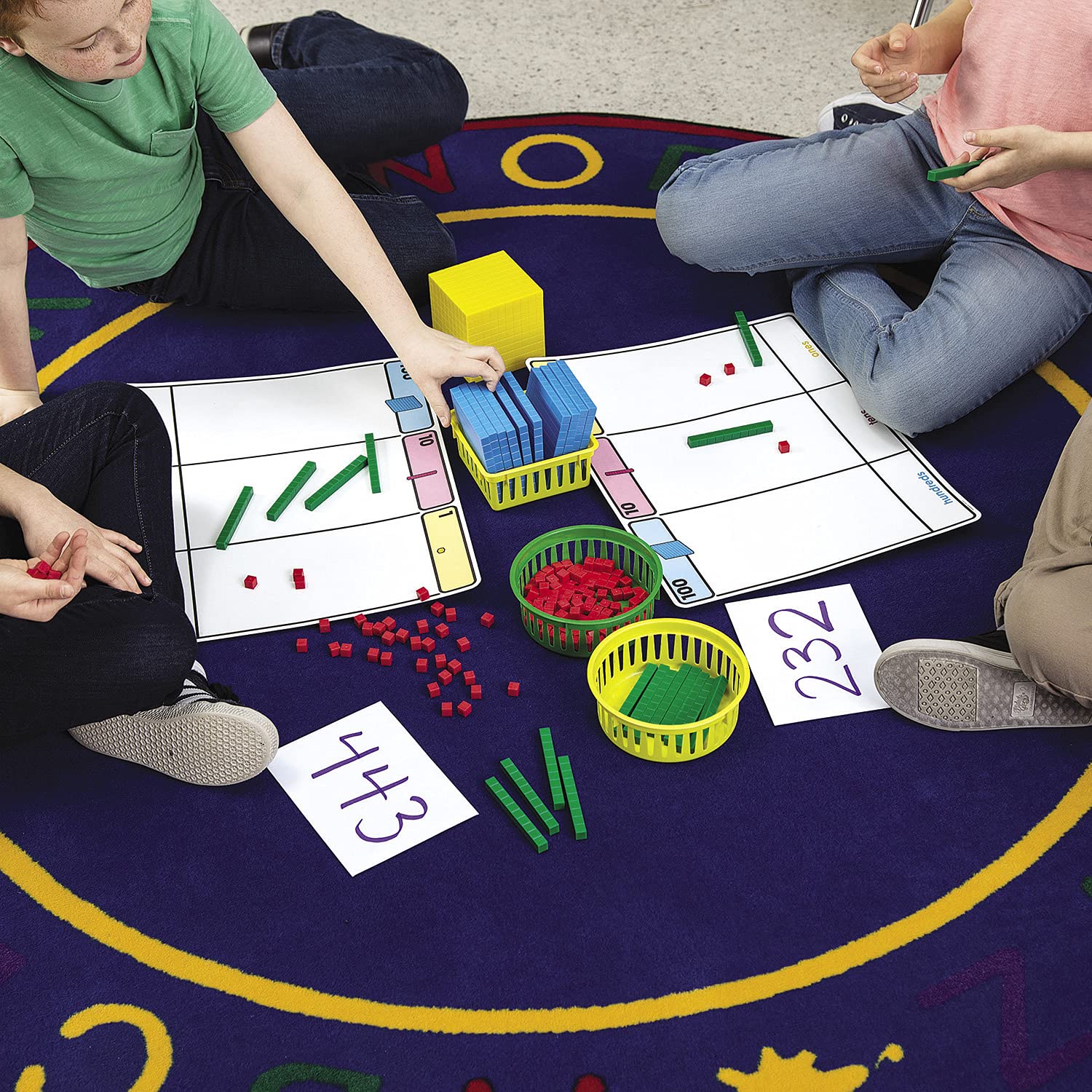 Fun Express Base Ten Place Value Frames - 22-Piece Math Educational Set With Activity Guide For Kids