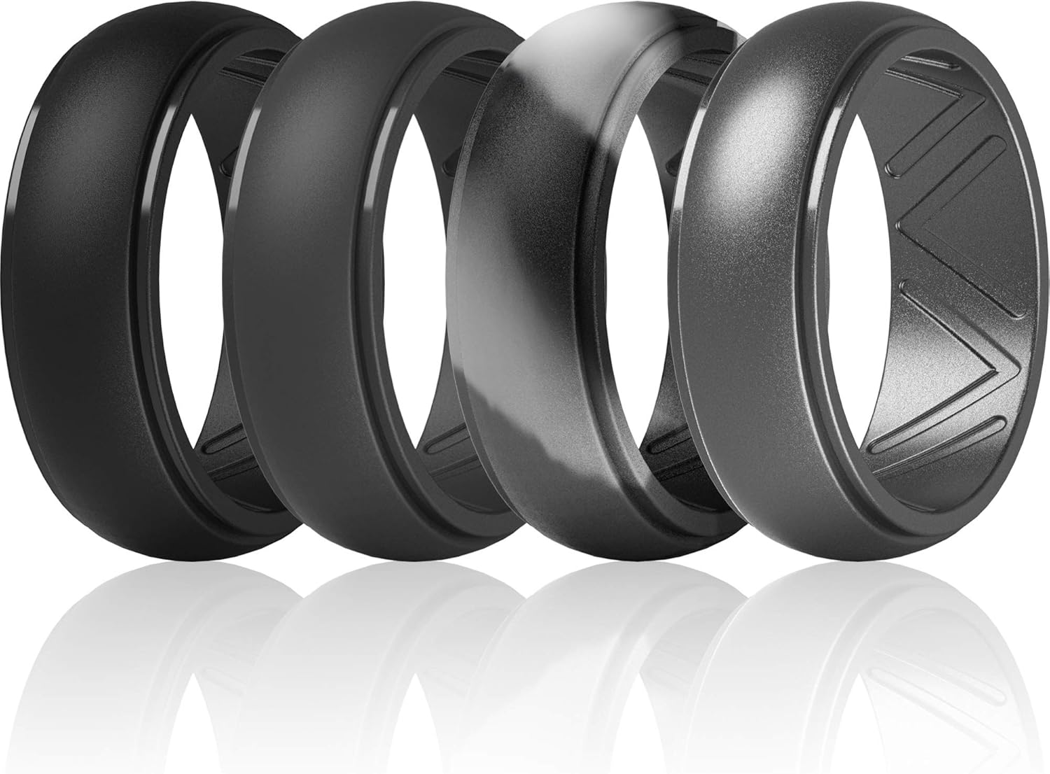 Thunderfit men's silicone wedding ring, step edge, with…
