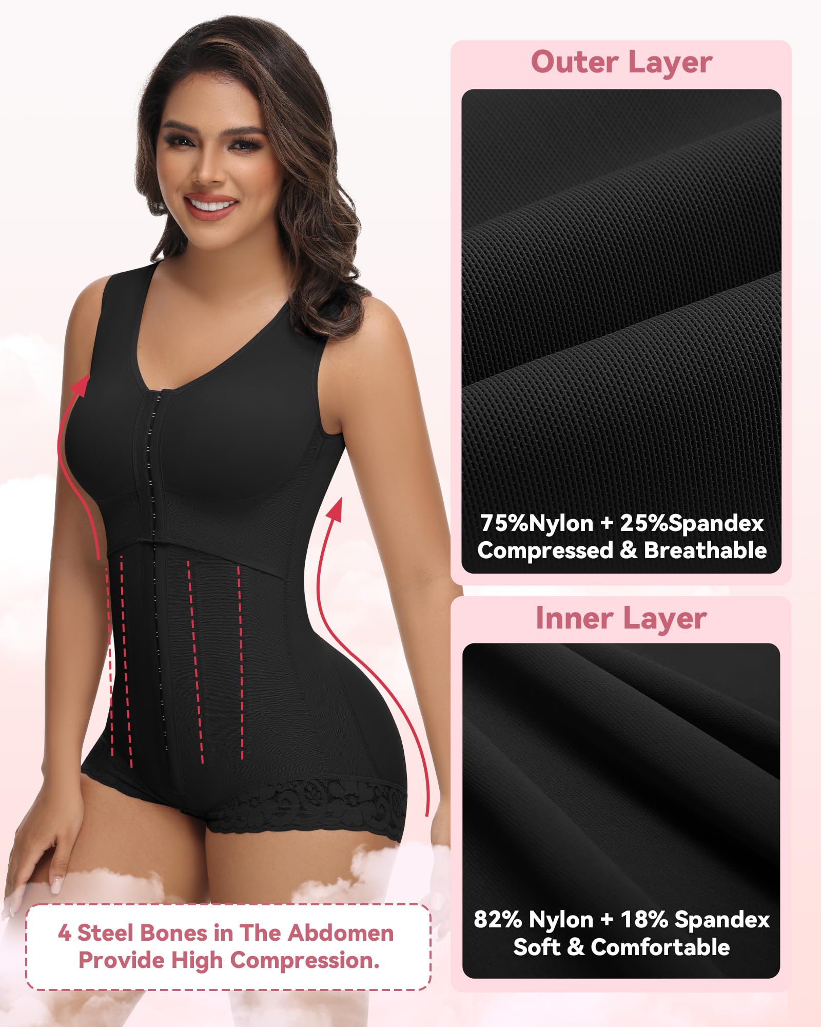 SHAPSHE Fajas Colombianas Moldeadoras BBL Post Surgery Stage 2/3 Body Shaper Contrôle du ventre Haute Compression Vêtement galbant