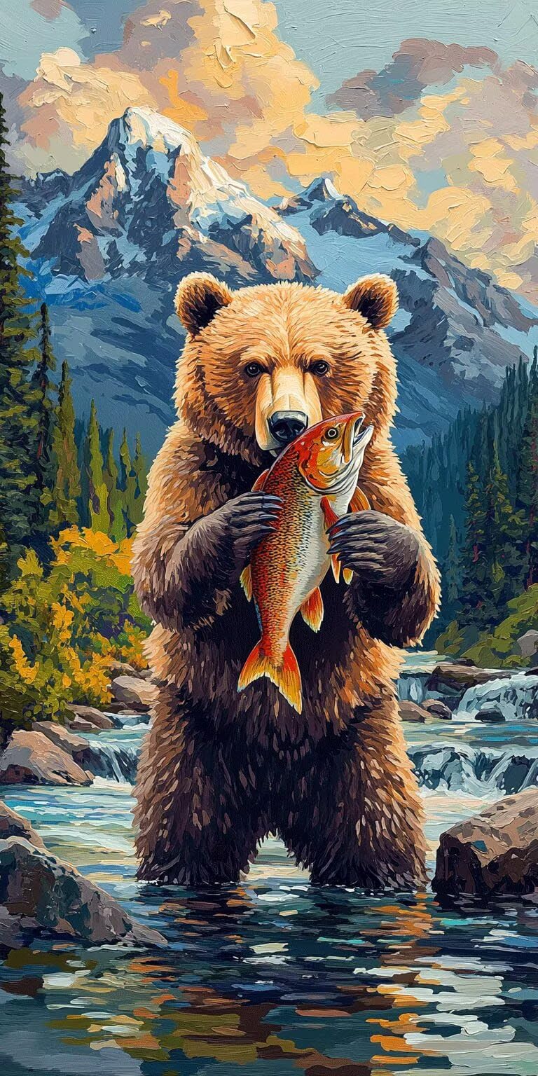 Dipingere con i Numeri Adulti montagne neveAnimali, 80x160cm, k-446