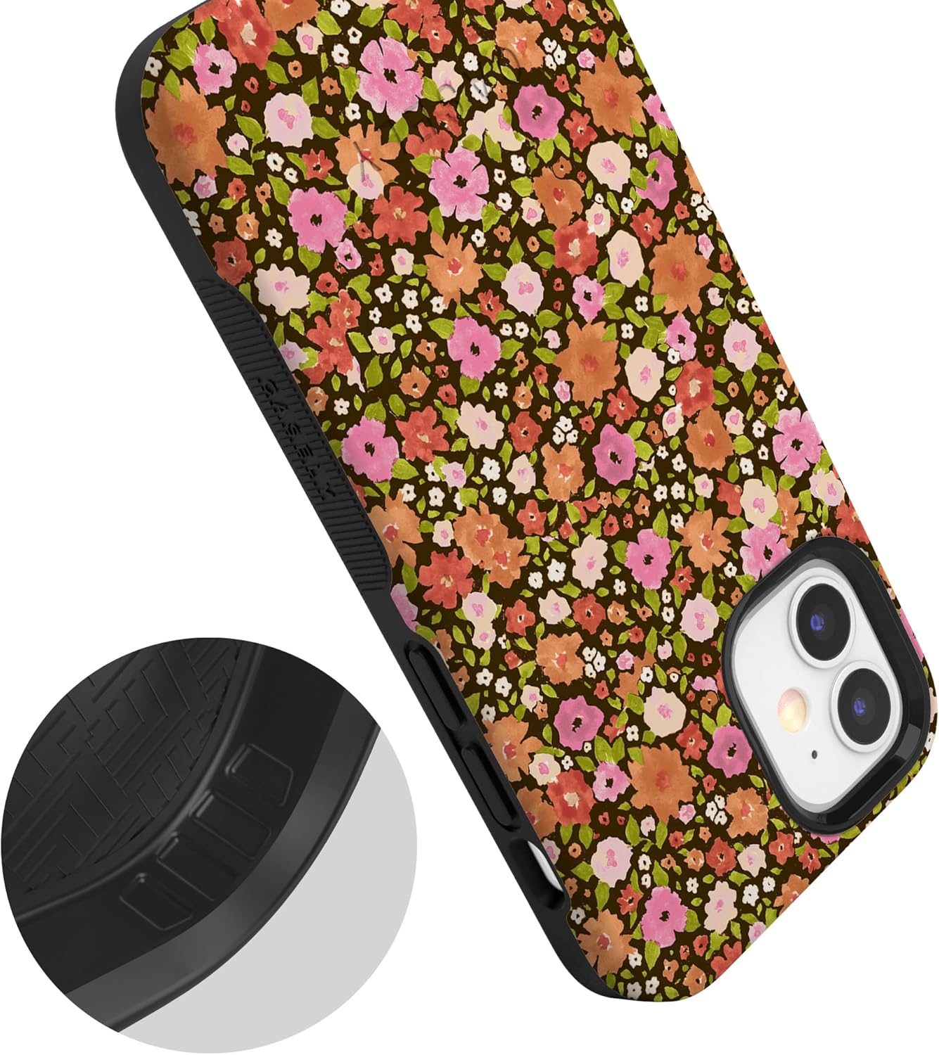 Casely iPhone 12/12 Pro Case | Rustic Roses | Boho Bouquet | Bold Protective Design | Compatible with MagSafe