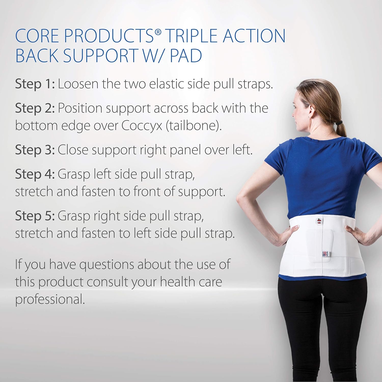 Core Products Triple Action Elastic Back Support w/Pad