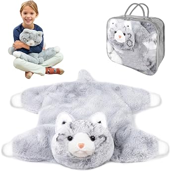 ODOXIA Weighted Lap Pillow for Children, Soothes & Comforts, Weighted Cuddly Toy, 2 kg, Cat Plush, Weighted Lap Blanket / Cus