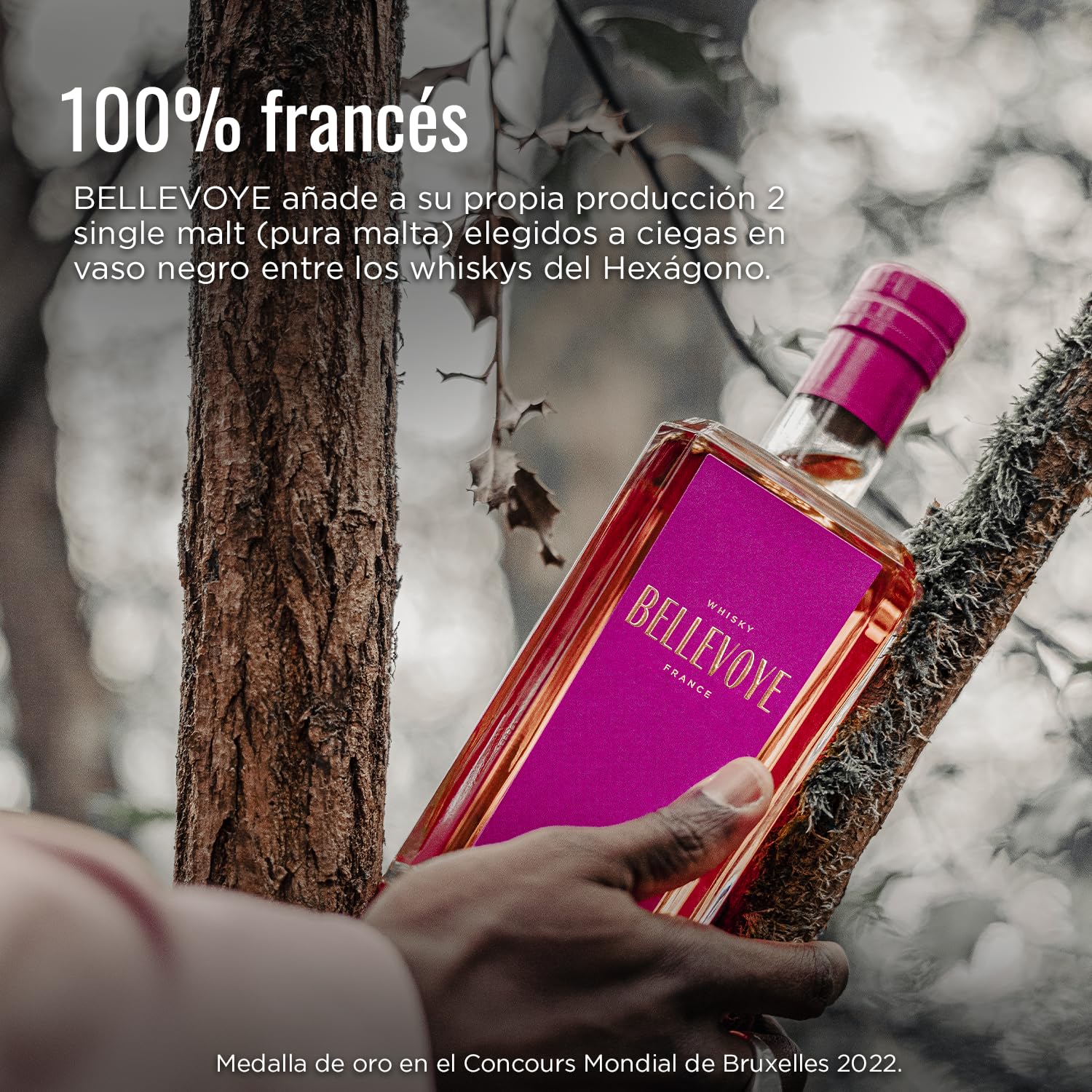 BELLEVOYE - Whisky Triple Malt - Whisky Francés Bellevoye Prune - Doble medalla de oro Concours Mondial de Bruxelles 2022-43% De Alcohol - 100% Origen Francia - 700 ml