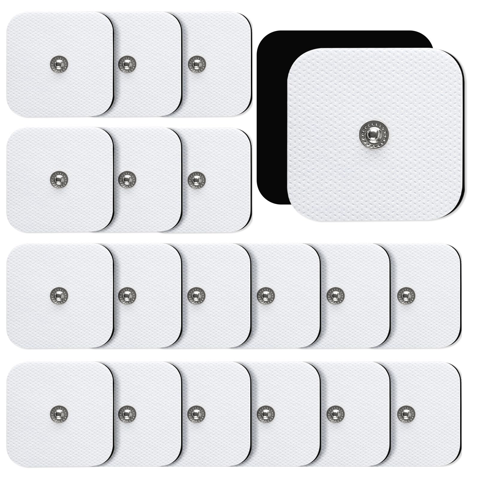 TENS Unit Replacement Pads, 20PCS 3.5mm Snap Electrode Pads, Self-Adhesive Electrode Reuse More Than 30 Times, Compatible with TENS Devices with 3.5mm Connetor