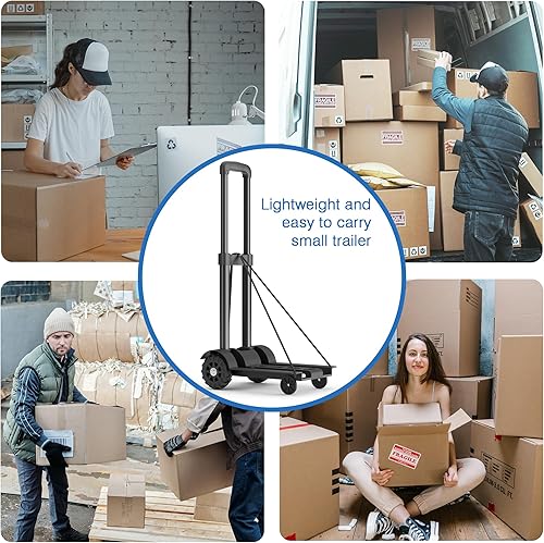 Miniatura 6 de Carro de mano plegable, carrito de 110 libras con ruedas para mudanza, carrito utilitario de construcción sólida, compacto y ligero para mudanza,