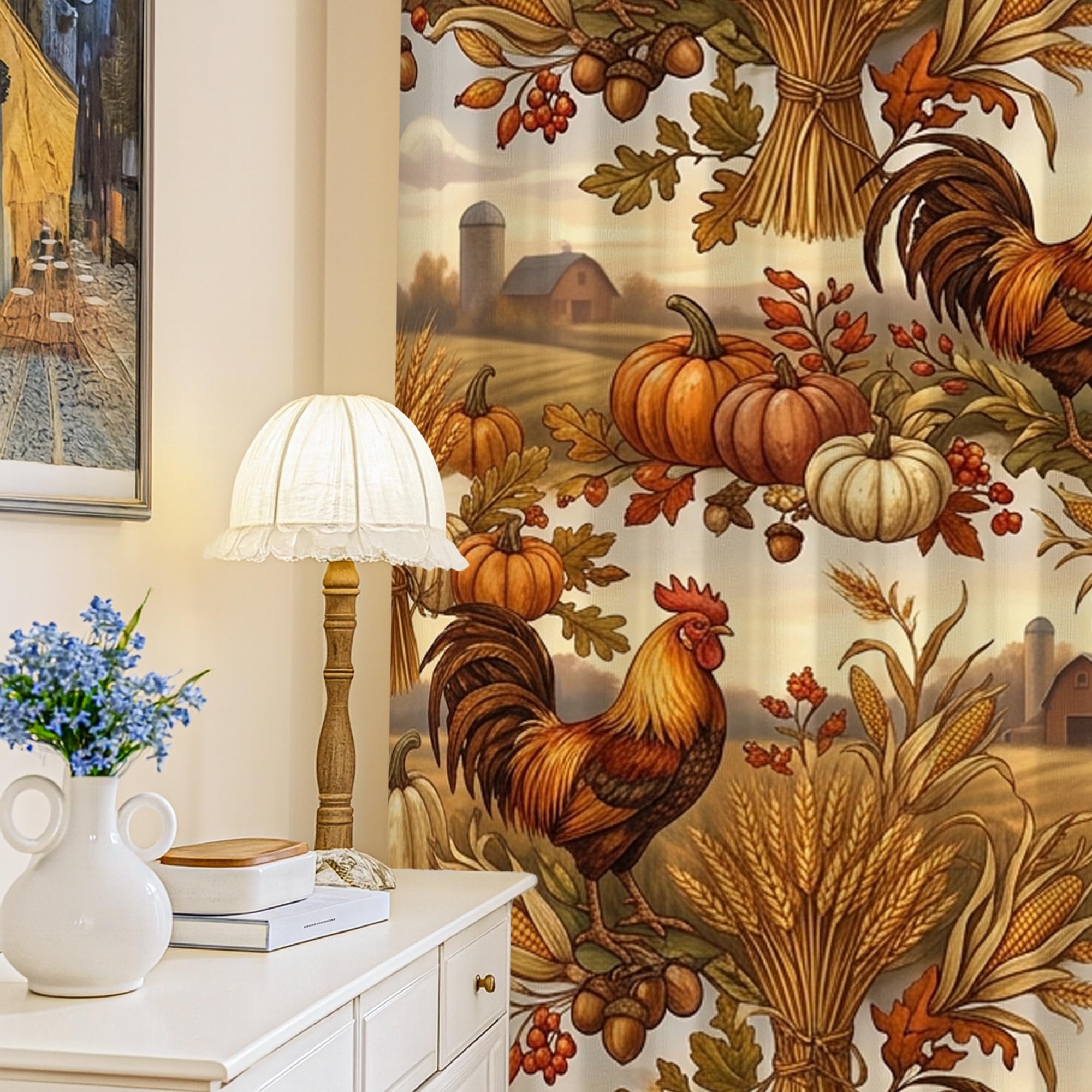 Rideau occultant de salon orange infroissable 132x213 habillage fenêtre cuisine style campagnard
