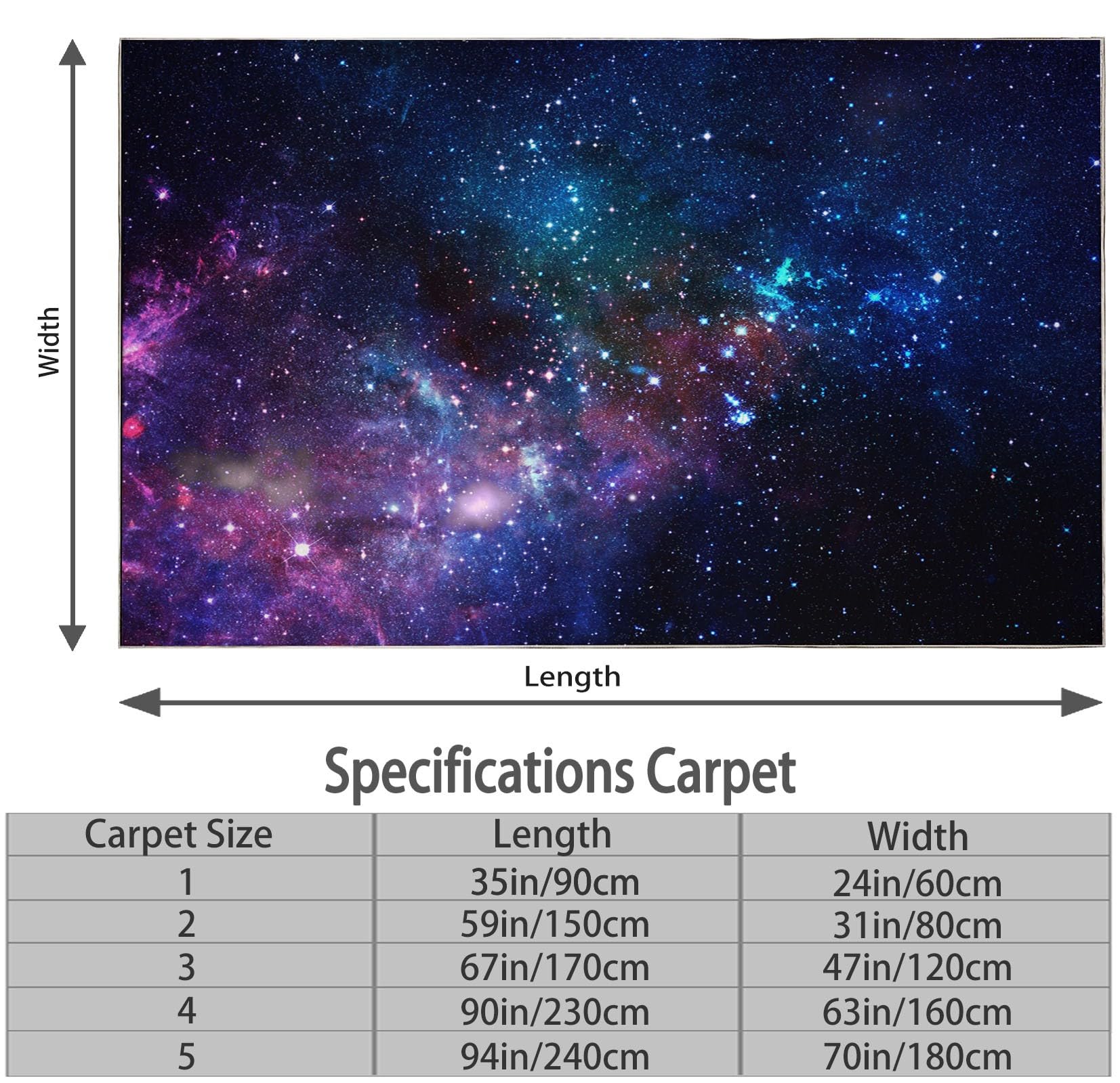 Milchstraße Galaxie Teppich 120x170cm Schlafzimmer Wohnzimmer Kinderzimmer