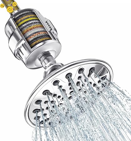 EMBATHER Shower Head With Filters 20 Stage High-Pressure Hard Water Filter 6 Spray Settings Filtered Shower head with Water Softener Filter Cartridge for Remove Chlorine and Harmful Substances
