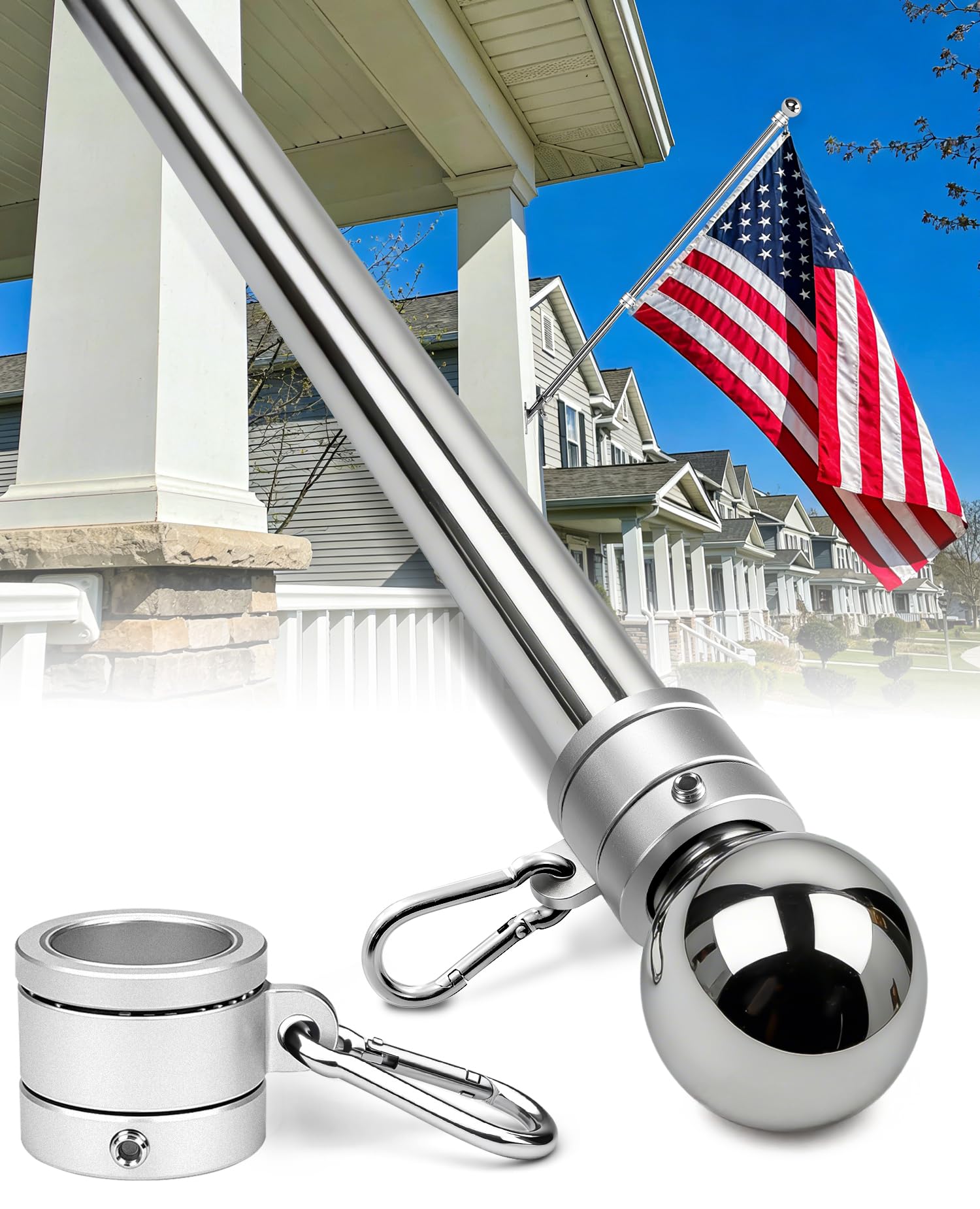 View 1 of **MISSING PARTS**DUPKEV 57" Heavy Duty Stainless Steel Flagpole